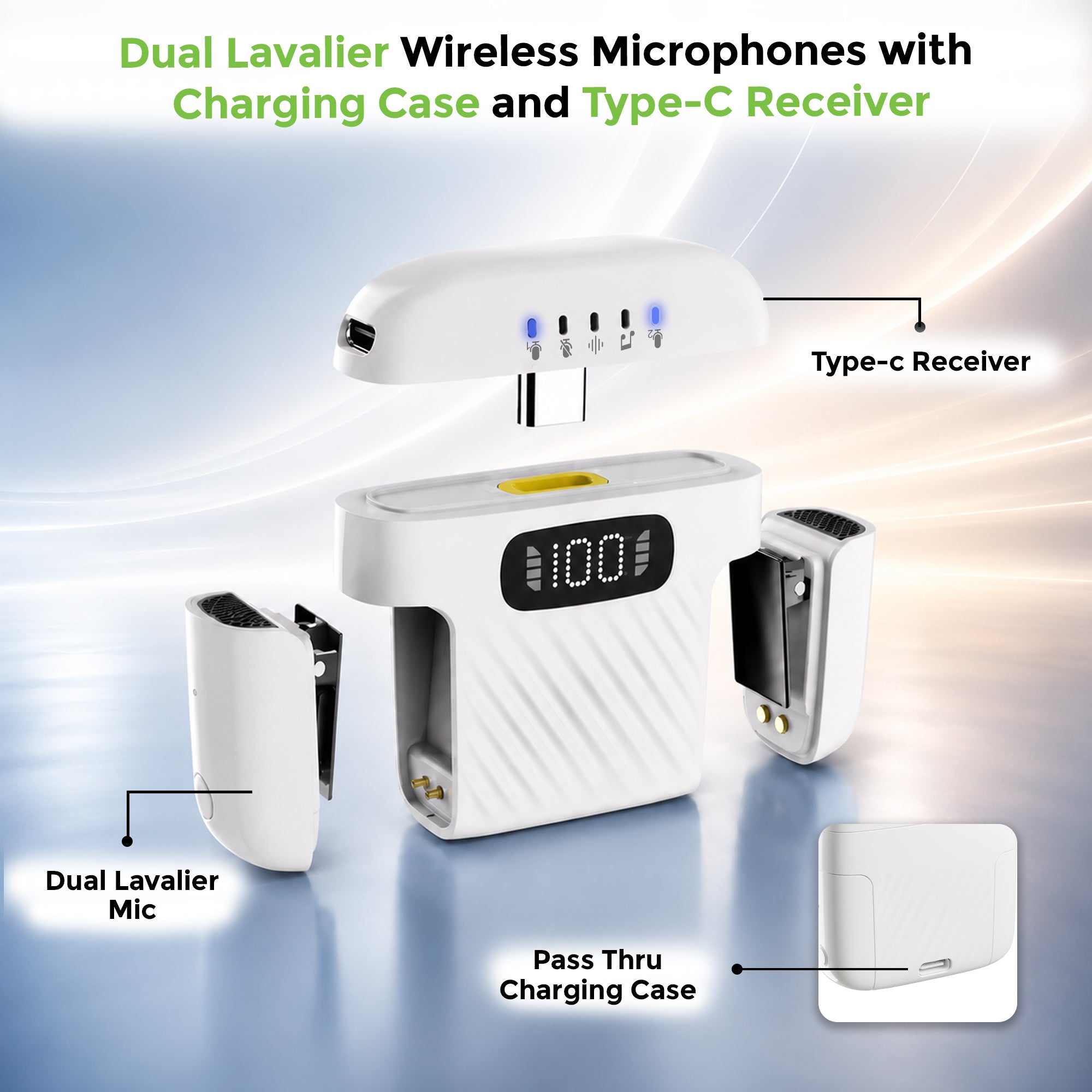 Sonic Vibe | Dual Wireless Microphones with Charging Case | UM1215WHT
