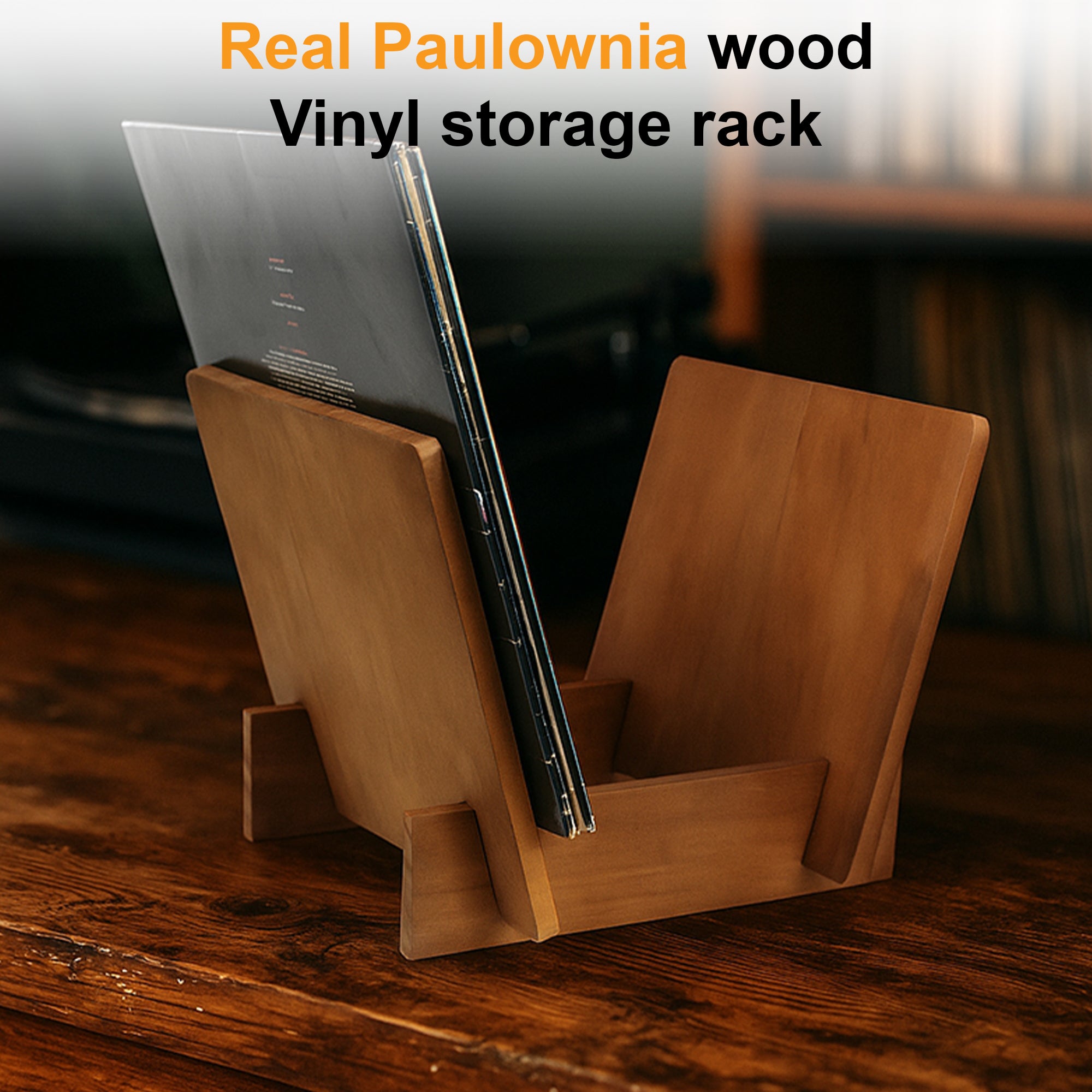Self-Assemble Paulownia Wooden Record Desktop Stand (Holds 20-30 LPs) GK1253BWN