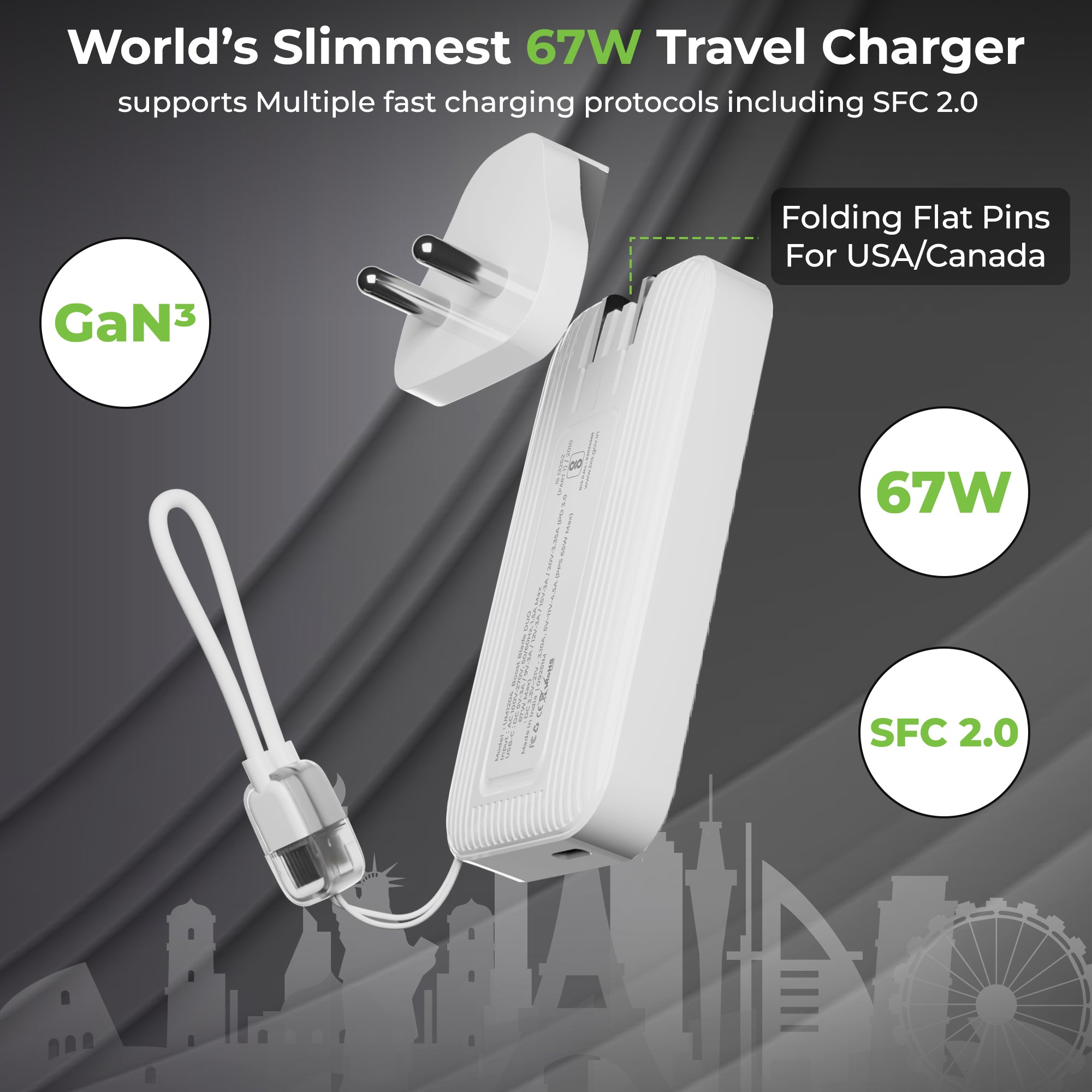 Boost Blade DUO Slim Travel Charger & Magnetic Wireless Powerbank UM1204