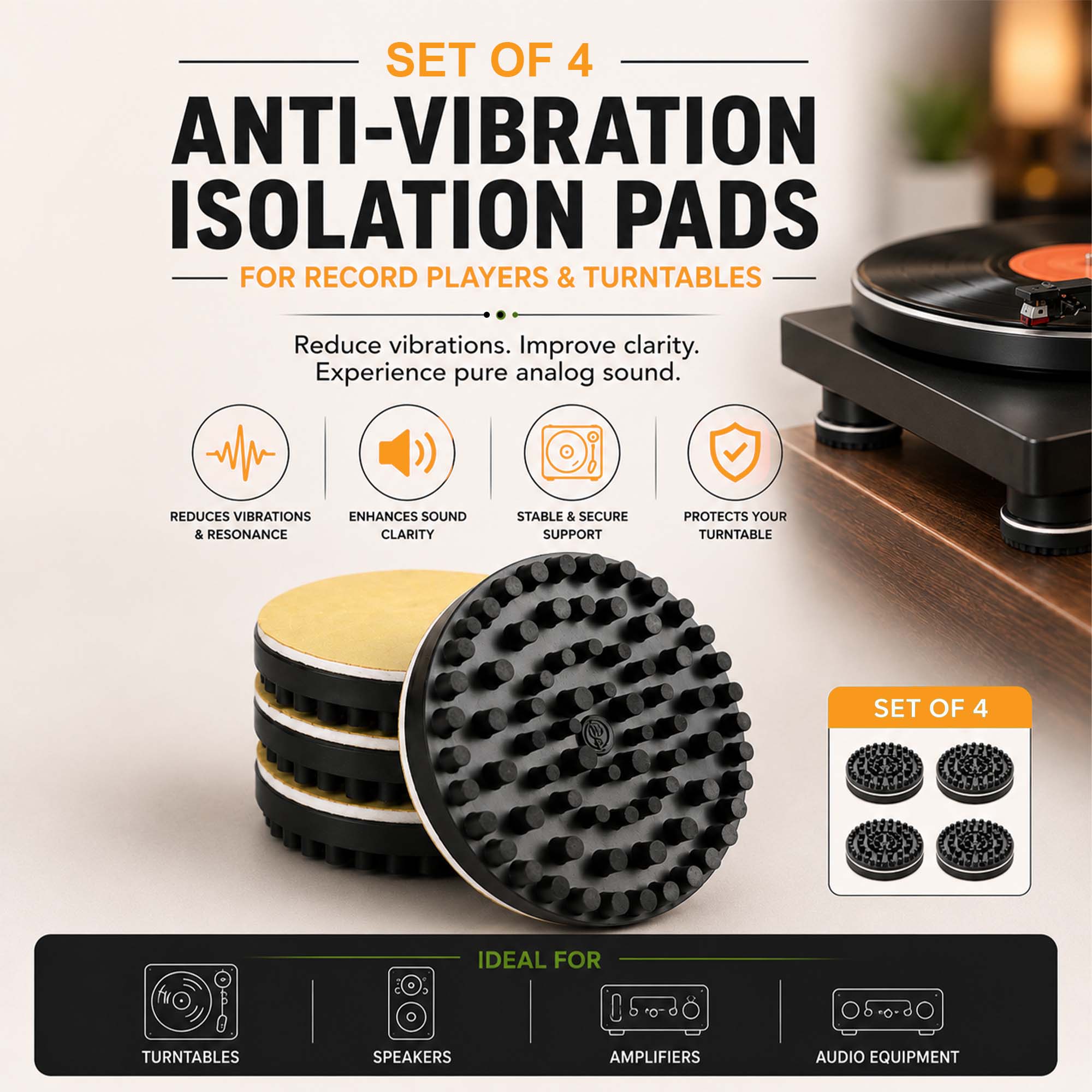 Rubber Isolation pads for record Players (Set of 4) | GK1287