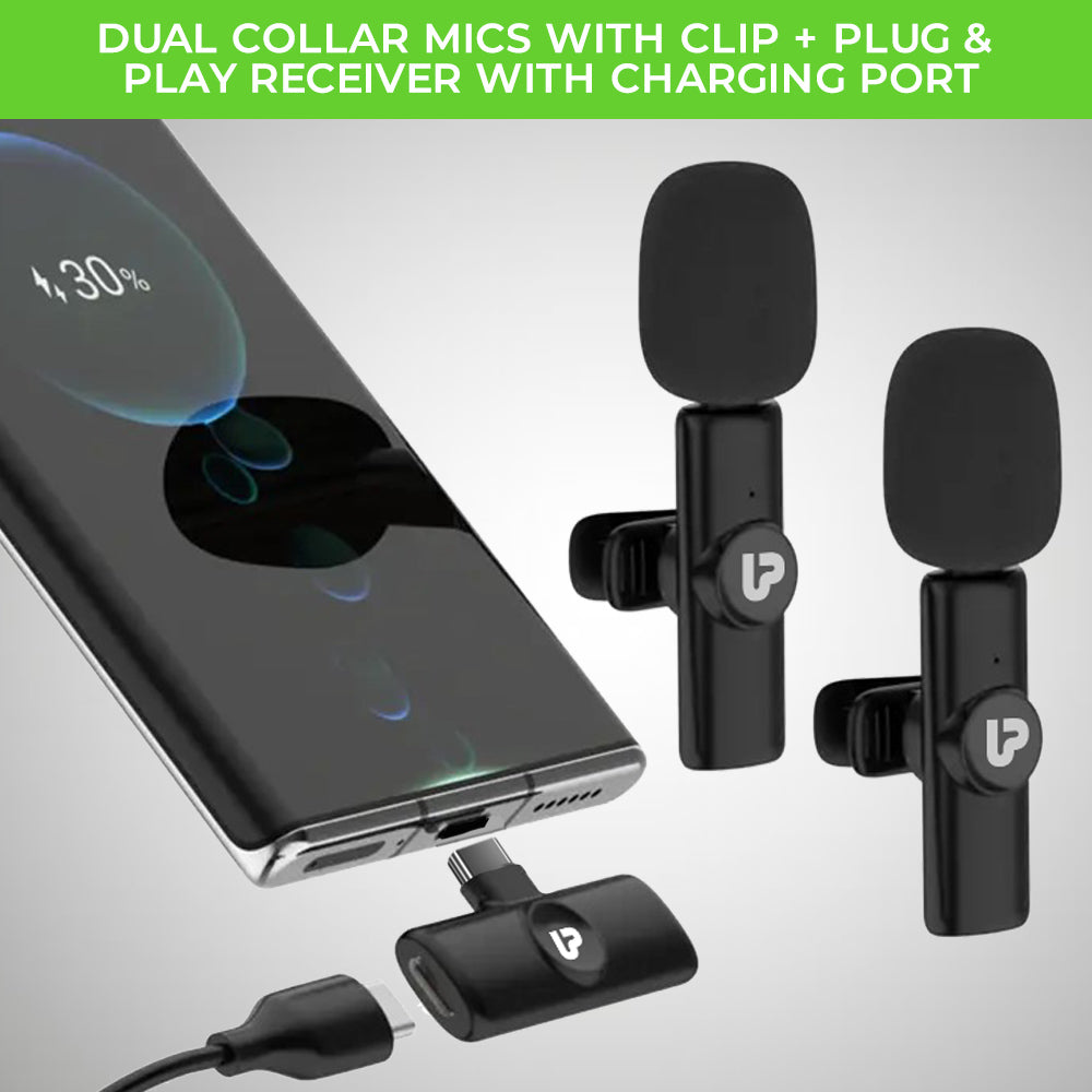 Plug & play collar mic Mic for singing Mic for Youtube Mic for podcasts