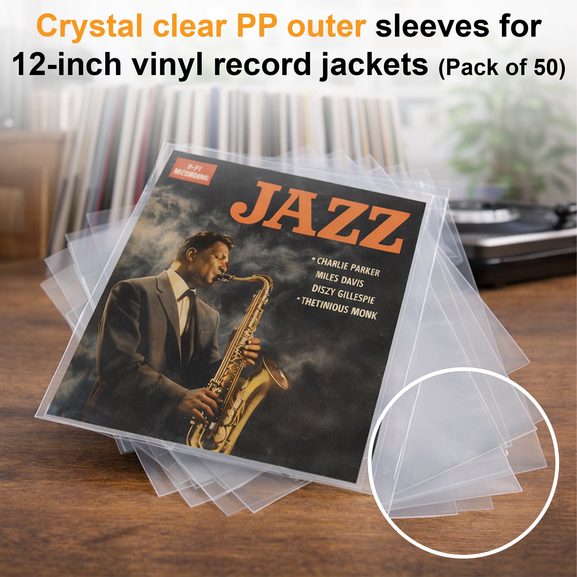 12" PP Vinyl record outer protection sleeves 0.75mm (Pack of 50) GK1265
