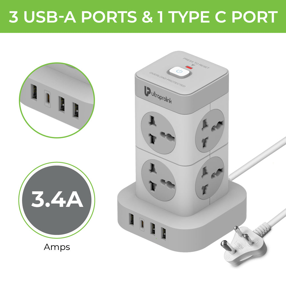 8 Power Sockets And 4 Usb Ports For Multiple Use