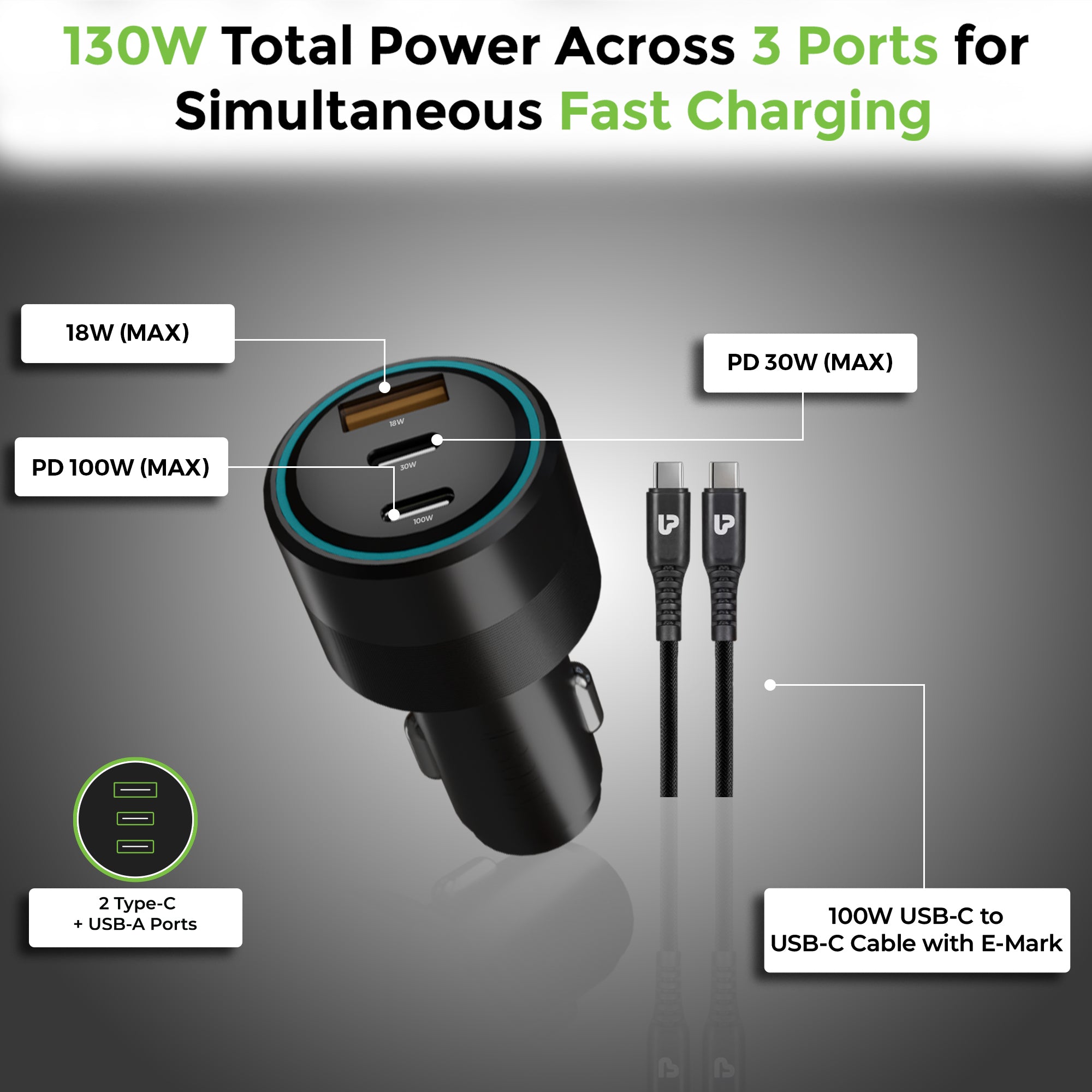 Mach 130 | High-Powered & Ultra-Fast Car Charger | UM1276