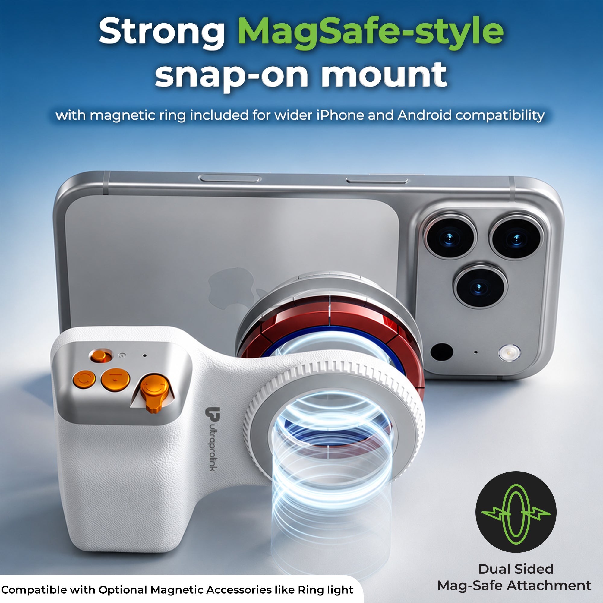 Snap-Z Grip | Magnetic Phone Camera Grip with Detachable Bluetooth Shutter & zoom control | UM1273