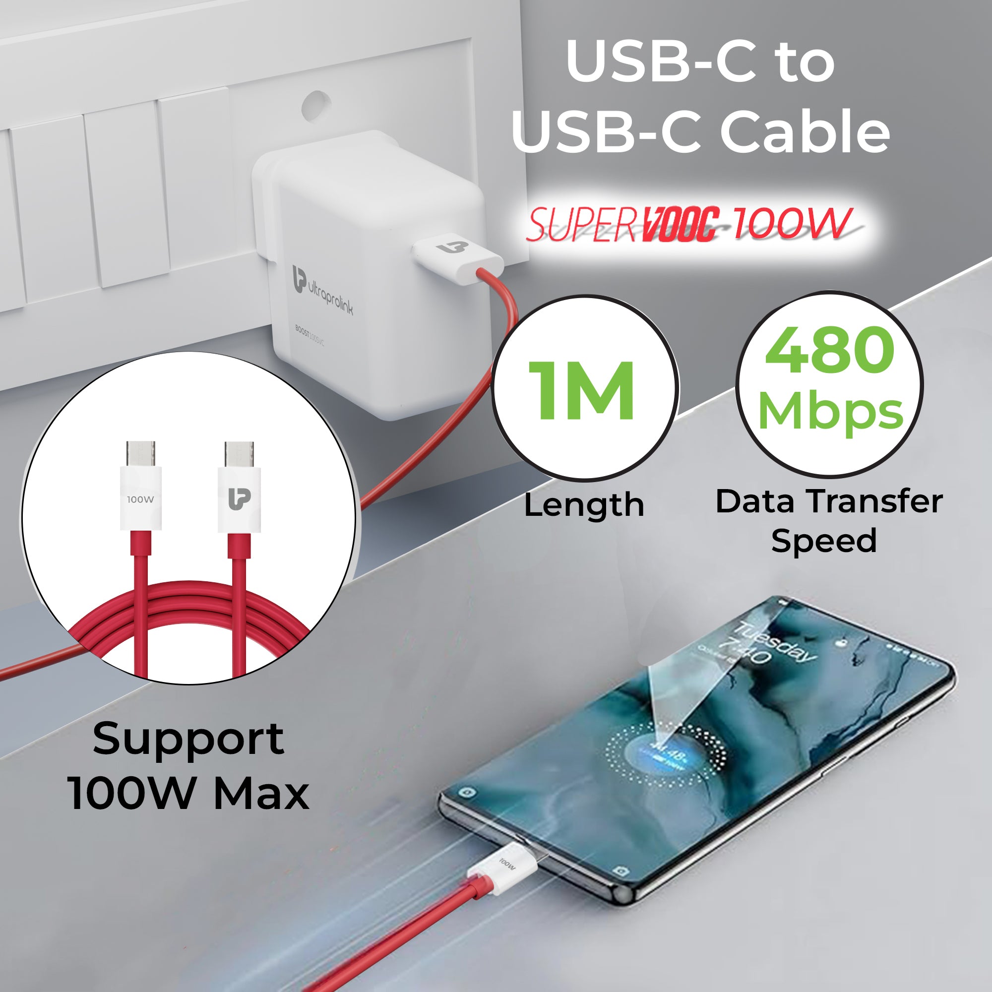Boost 100SVC | Multi Protocol Fast Travel Charger with 1m Cable | UM1346C