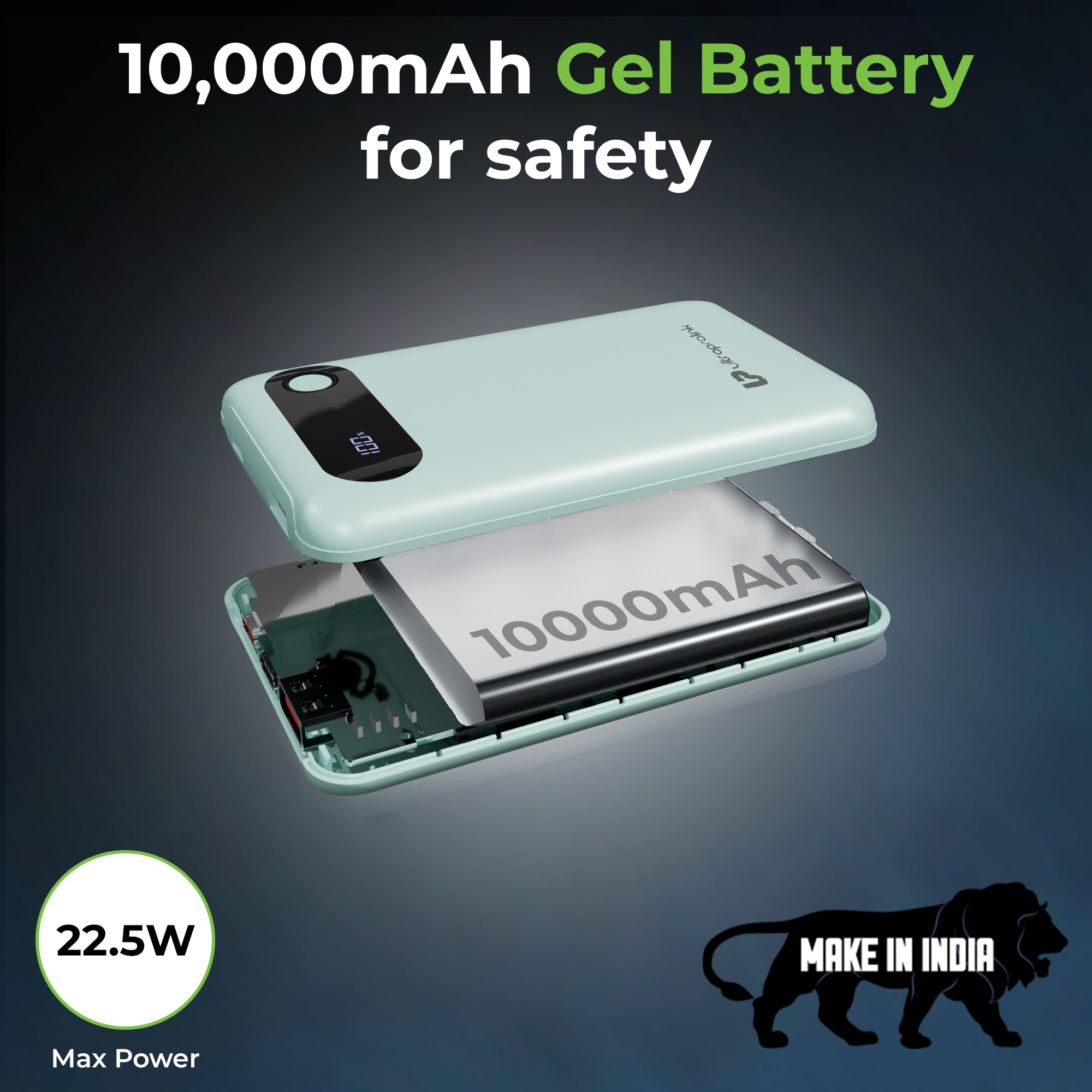 Slim portable charger for smartphones with built-in cables