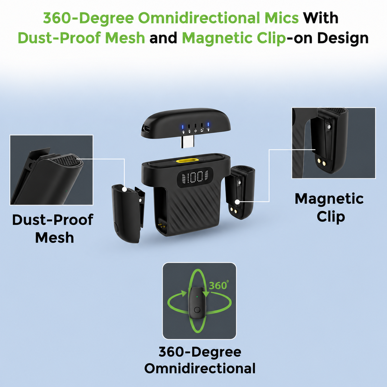 Sonic Vibe | Dual Wireless Microphones with Charging Case | UM1215