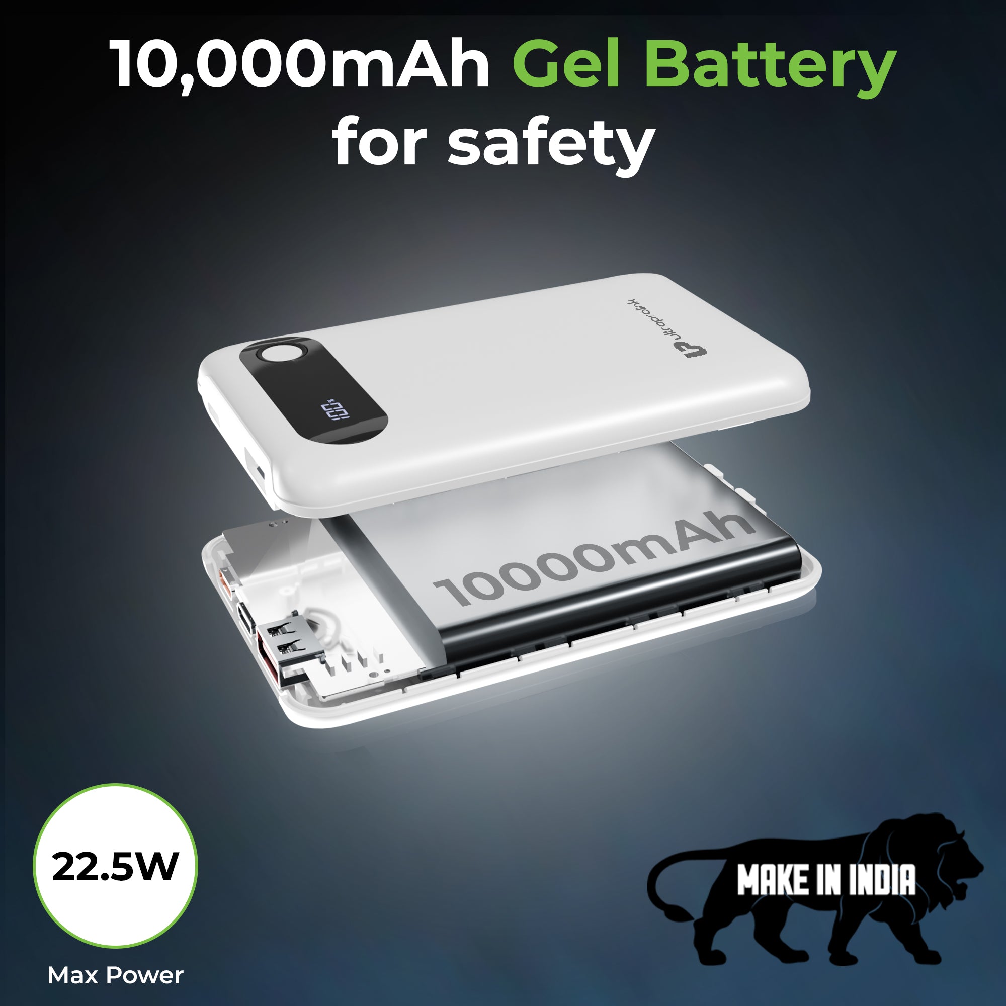Ultra slim battery pack with integrated charging cables