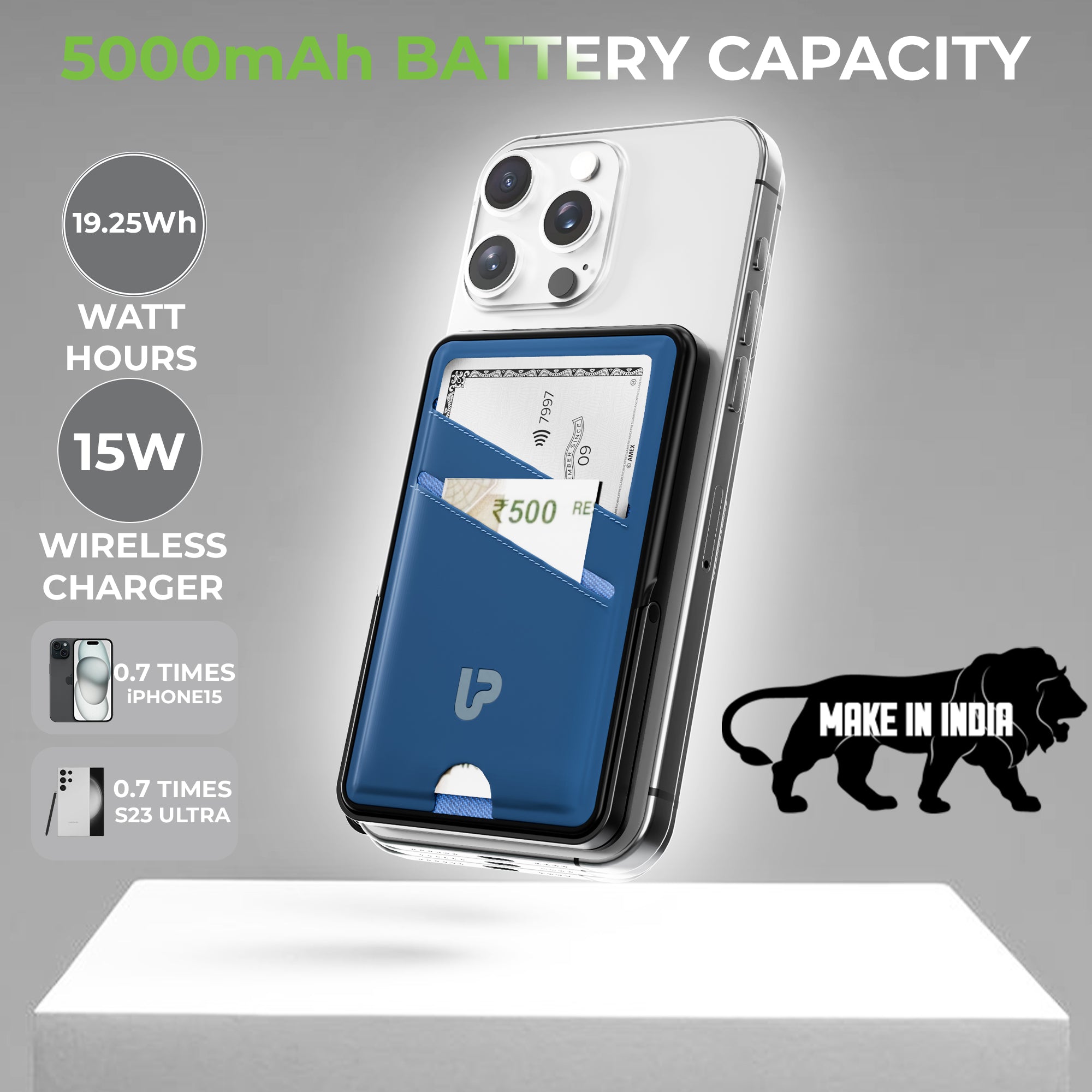 Juice-Up Swipe Mag-safe power bank 5000mAh with Stand & Wallet UM1128