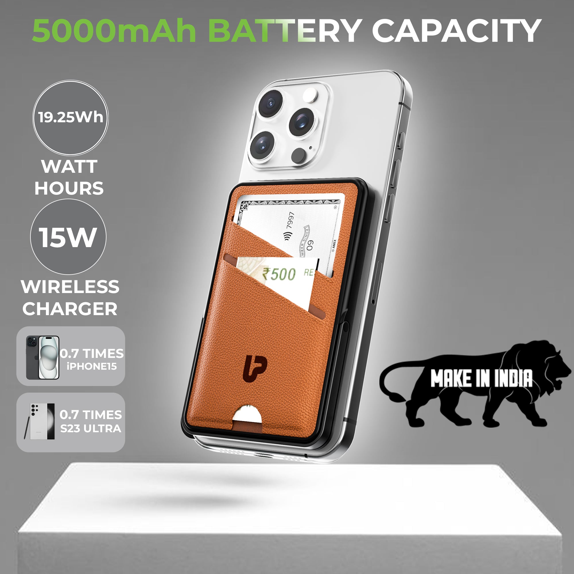 Juice-Up Swipe Mag-safe power bank 5000mAh with Stand & Wallet UM1128