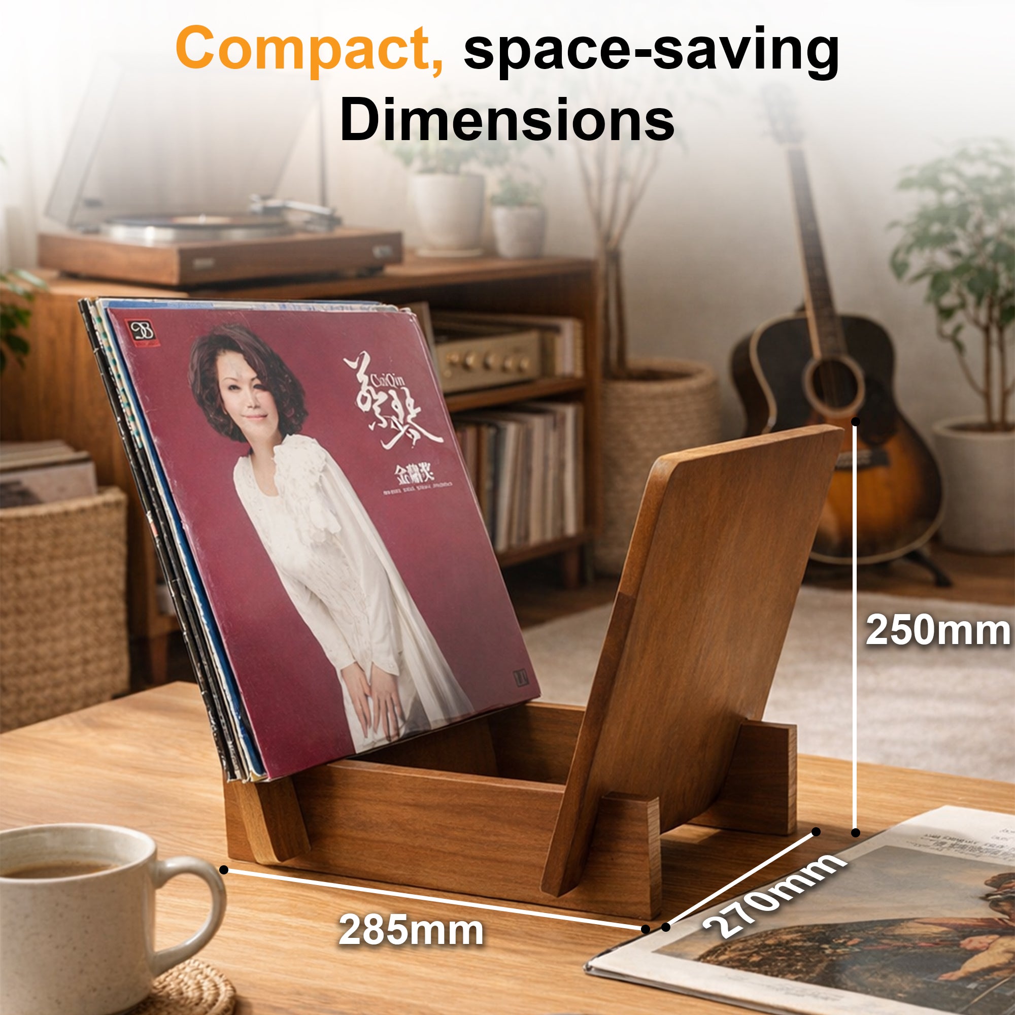 Self-Assemble Paulownia Wooden Record Desktop Stand (Holds 20-30 LPs) GK1253BWN