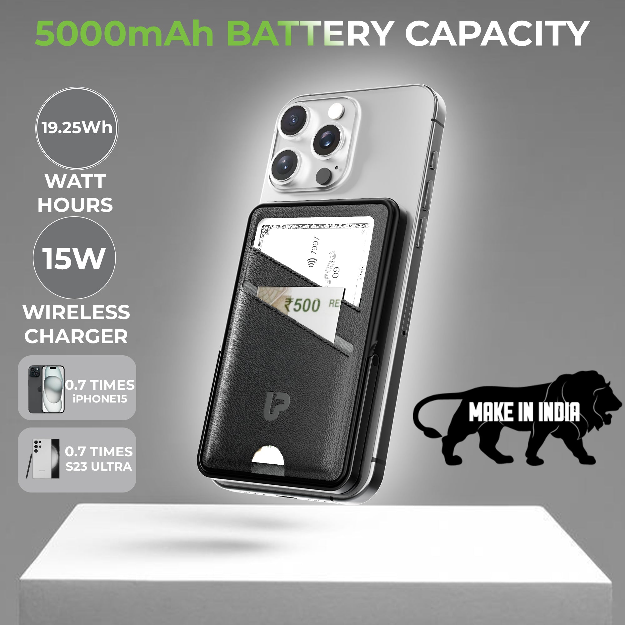 Juice-Up Swipe Mag-safe power bank 5000mAh with Stand & Wallet UM1128
