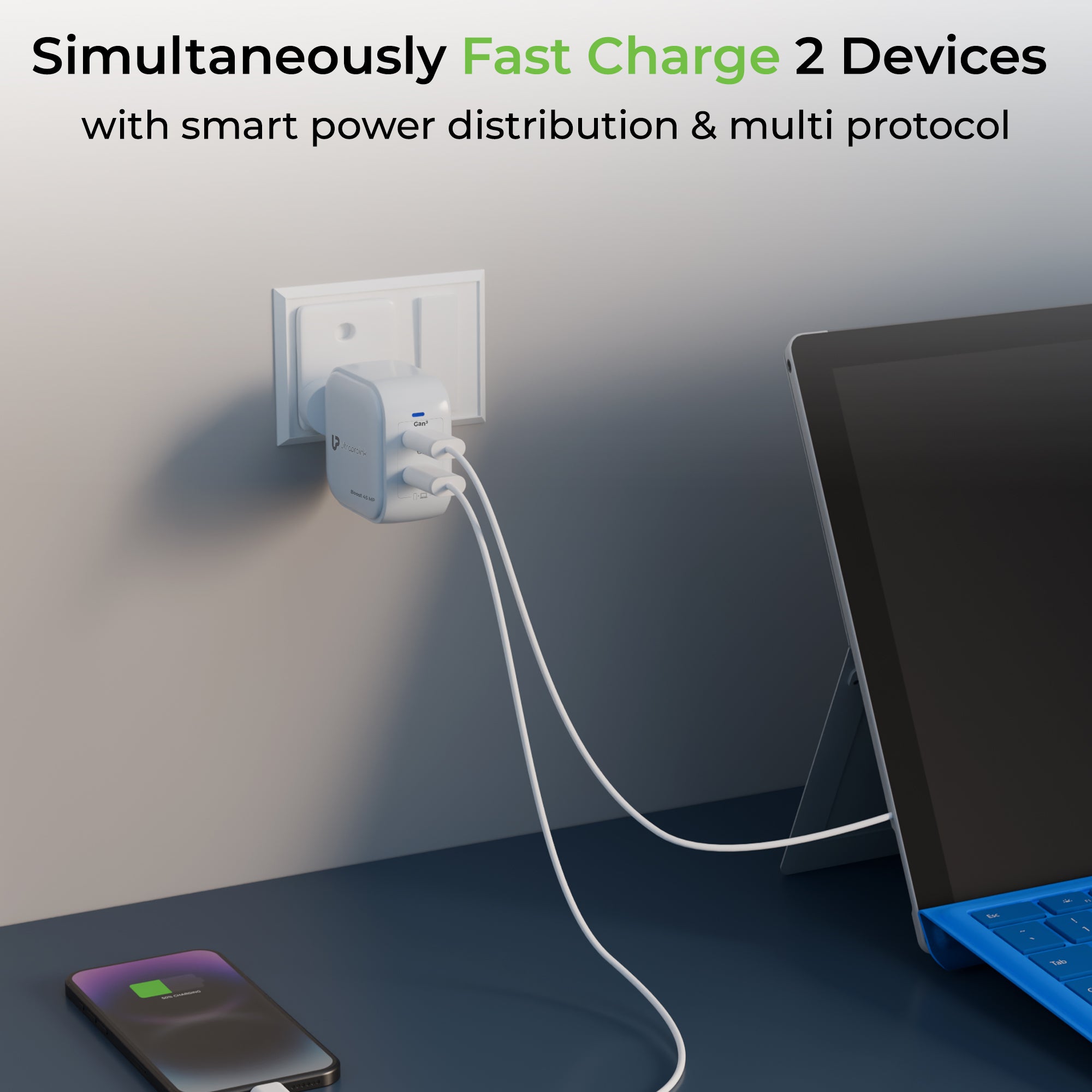 Boost 45 MP | Boost 45W GaN Charger Multi-protocol with 1m Type C cable | UM1342