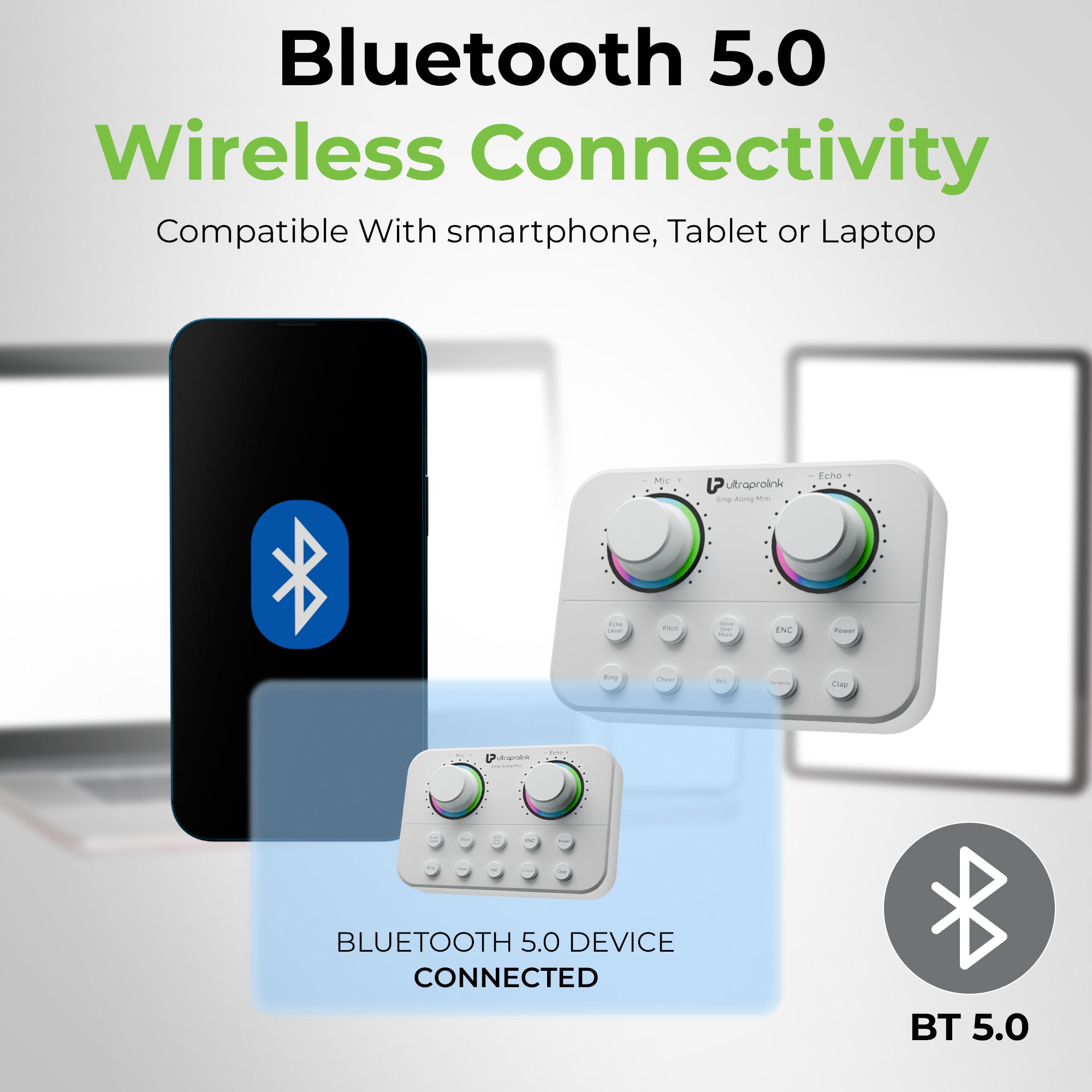 Sing-Along Mini Wireless Karaoke & Live Broadcast Mixer with Condenser Mic UM1002M