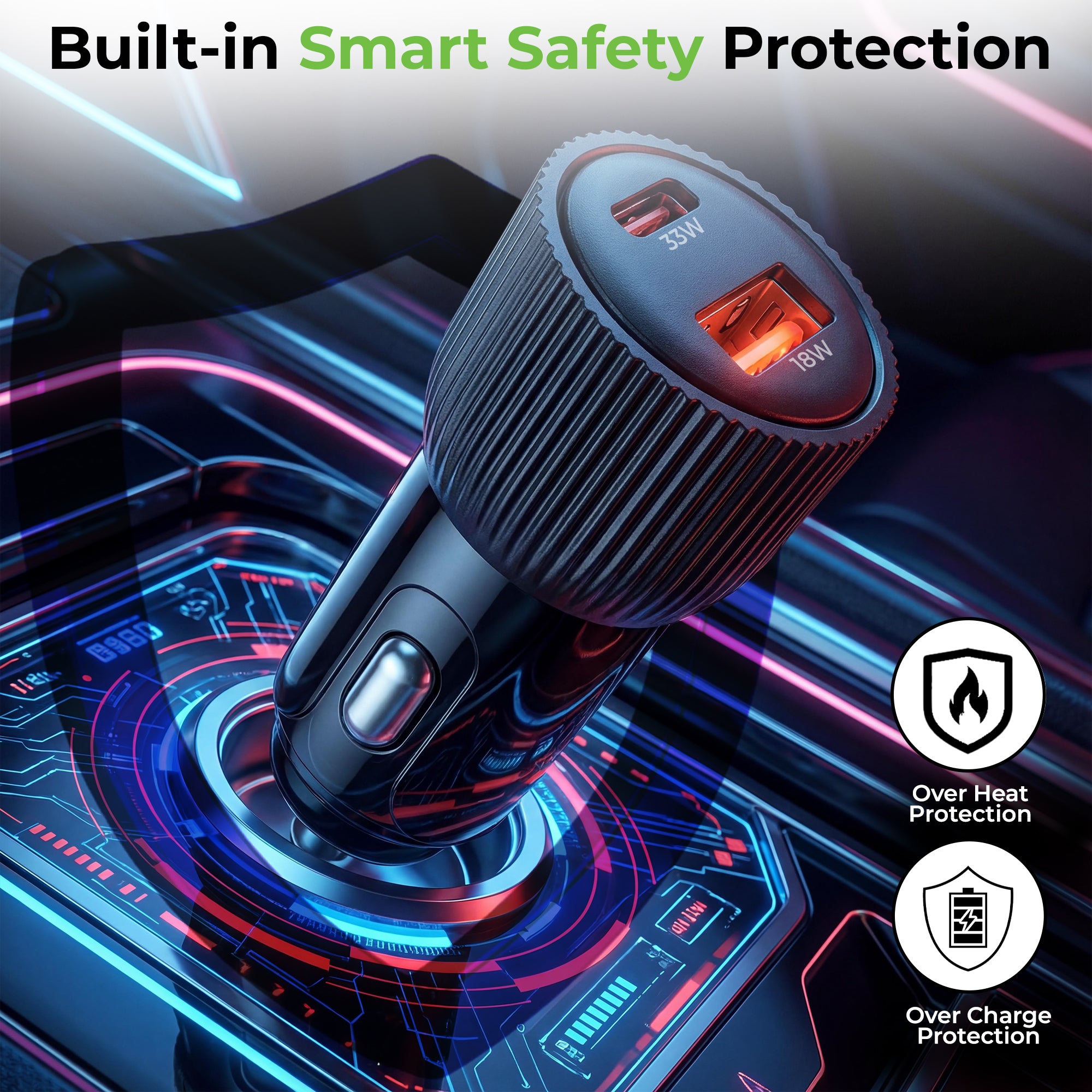 Mach 51 | High Power Dual USB Port Fast Car Charger | UM1270S