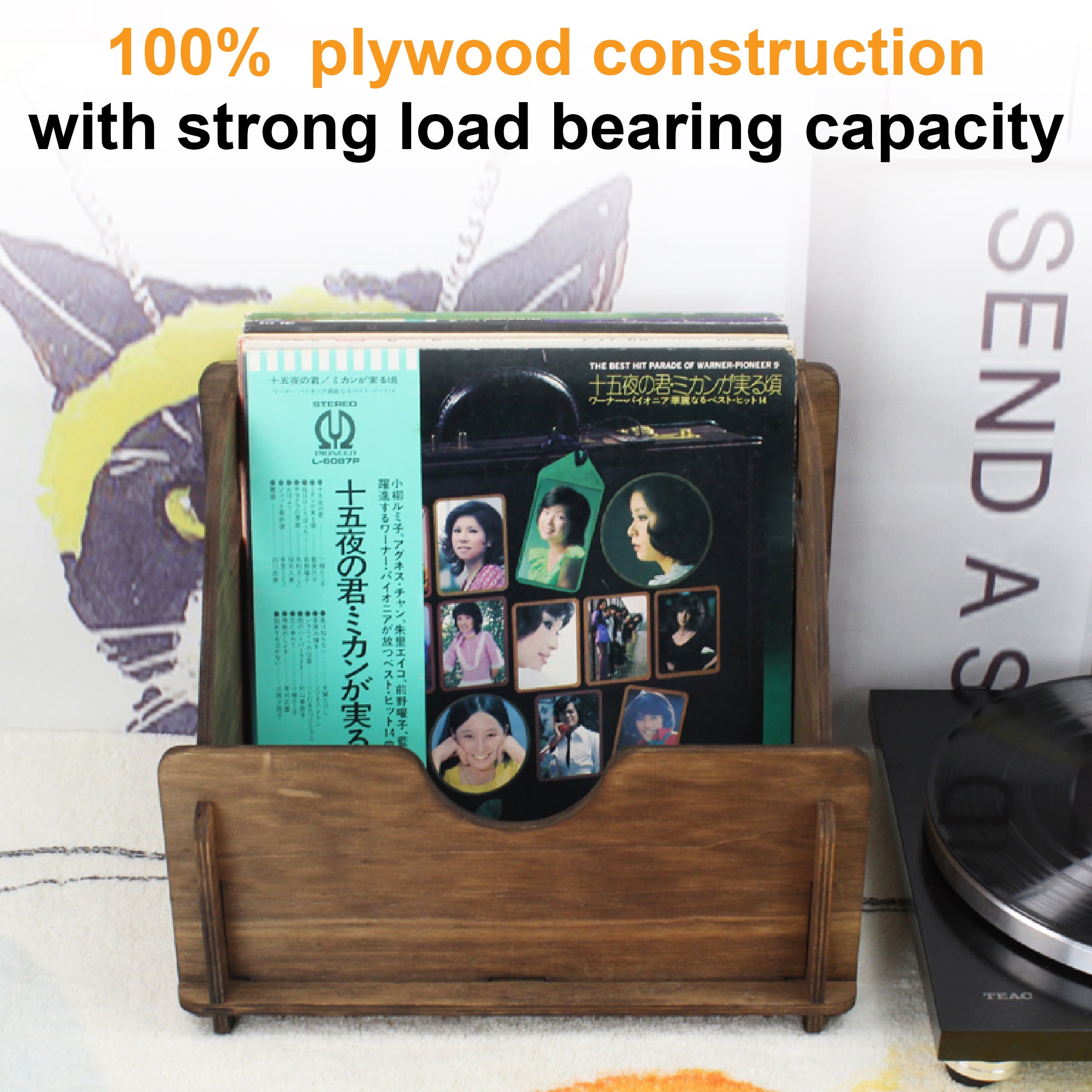 DIY wooden record organizer box for vinyl LP storage