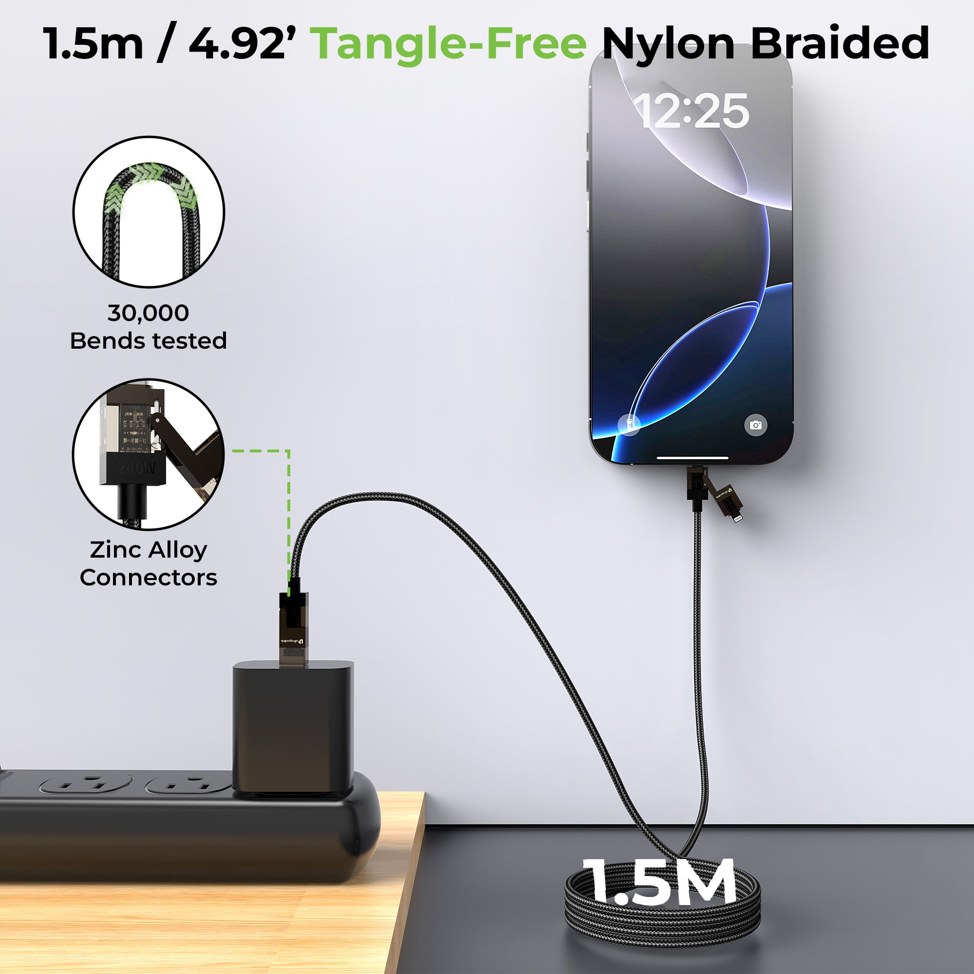 QuadLink 240 | 4-in-1 Ultra-Fast Sync & Charge Cable | UL1237BLK-0150
