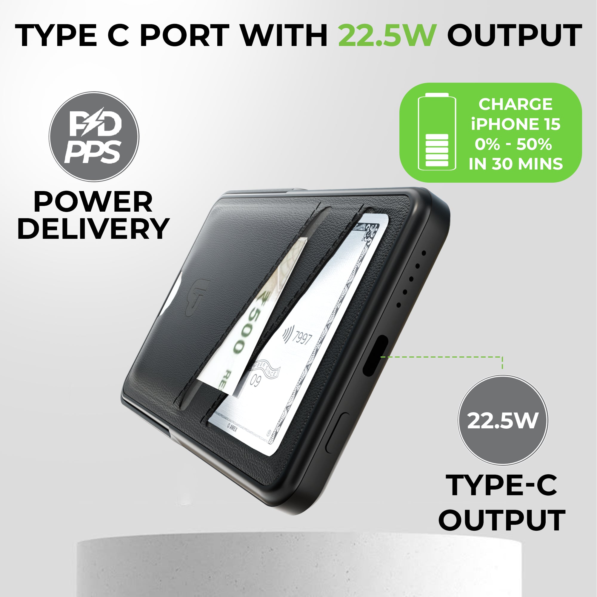 Juice-Up Swipe Mag-safe power bank 5000mAh with Stand & Wallet UM1128