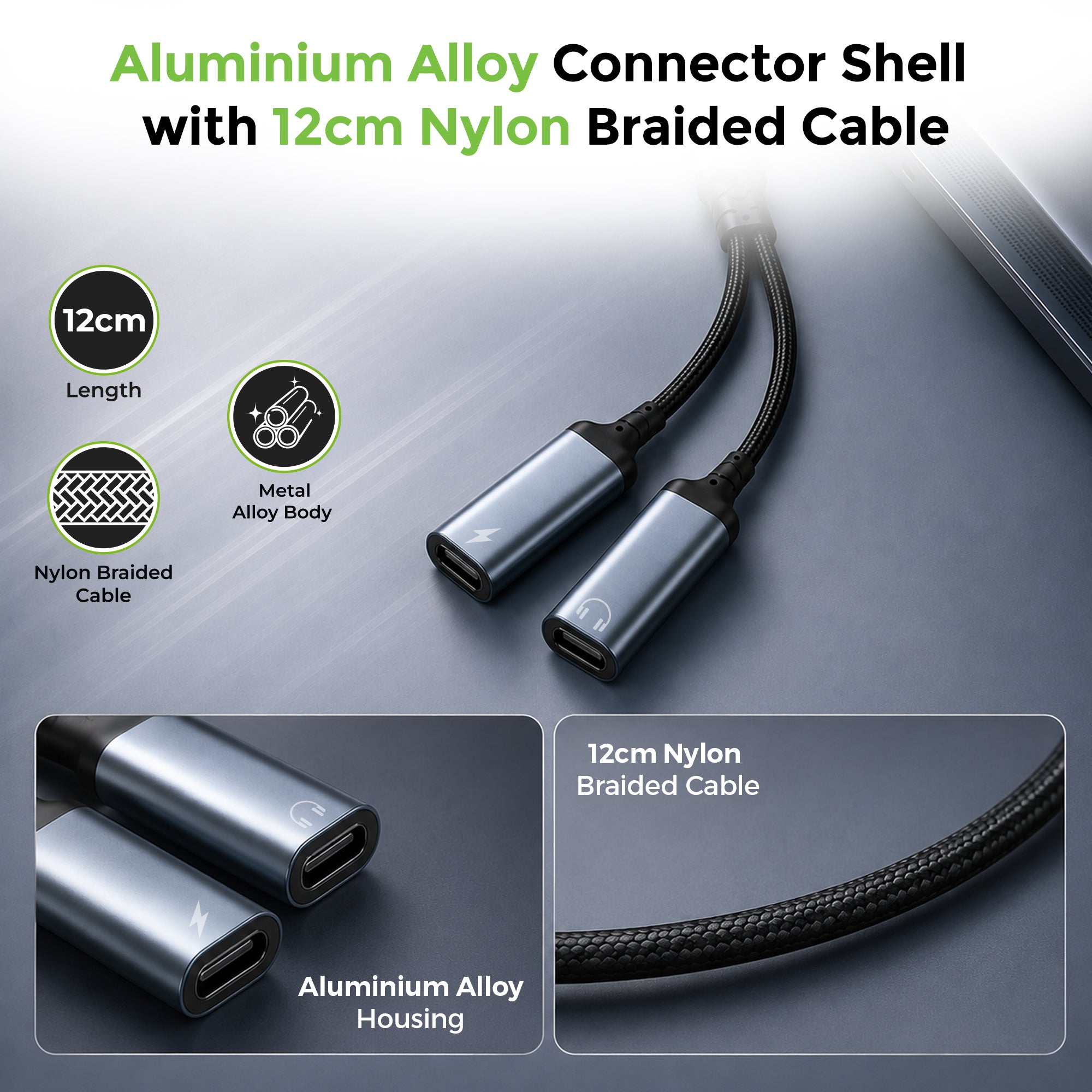 Audio Link-C2 | USB-C Male to Dual USB-C Female Digital Audio Adapter Convertor | UL1280