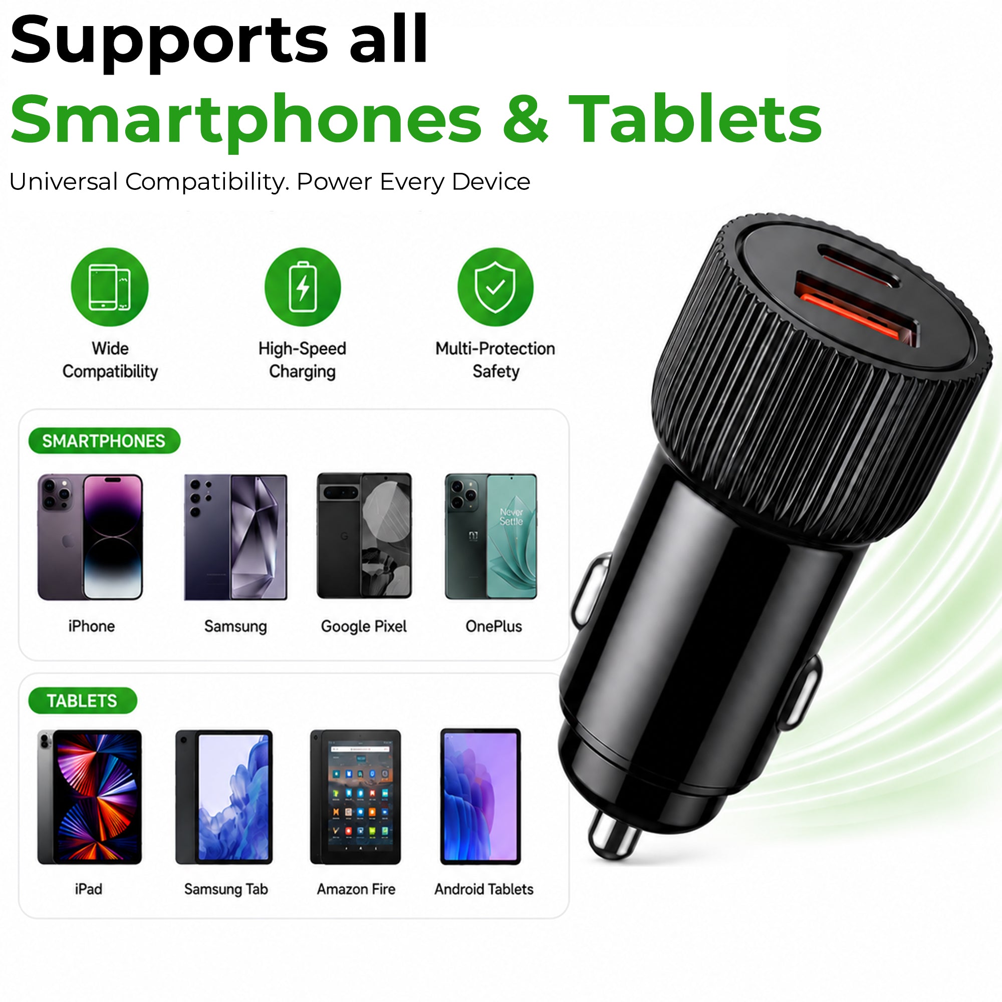 Mach 51 | High Power Dual USB Port Fast Car Charger | UM1270S