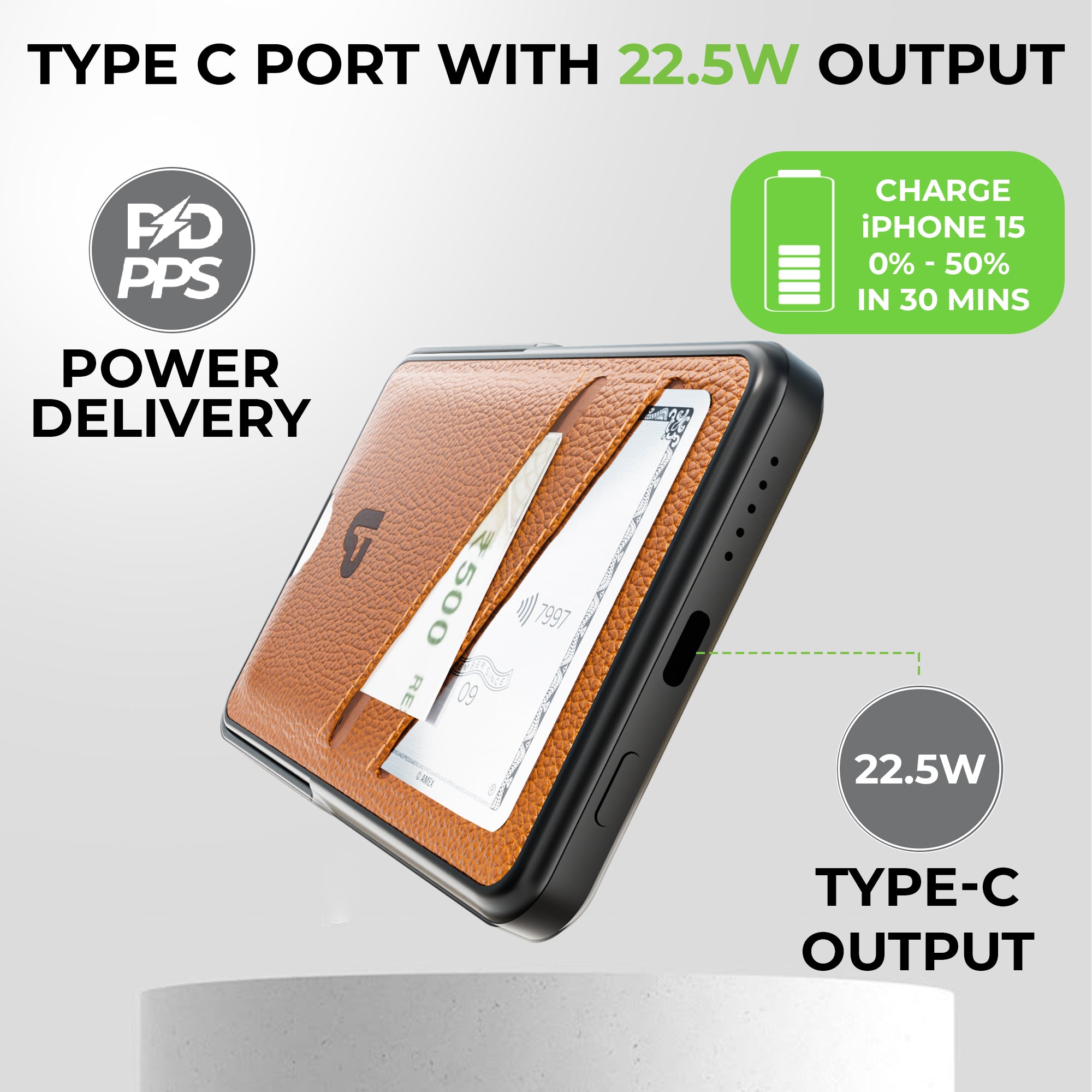 Juice-Up Swipe Mag-safe power bank 5000mAh with Stand & Wallet UM1128