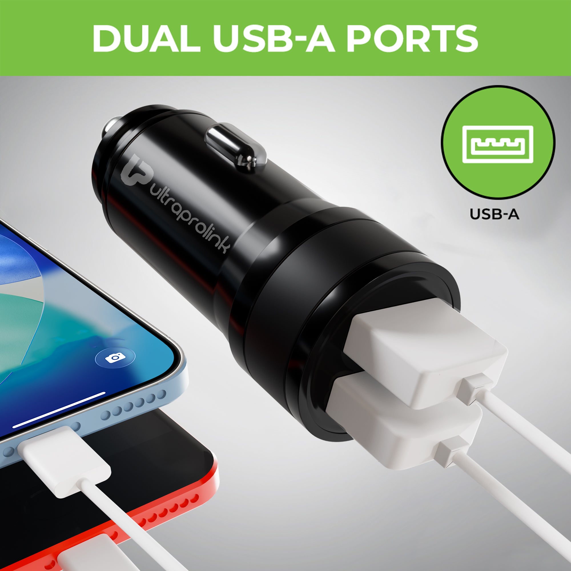 Mach 12 Dual USB Rapid Car Charger with Type C Cable UM1239