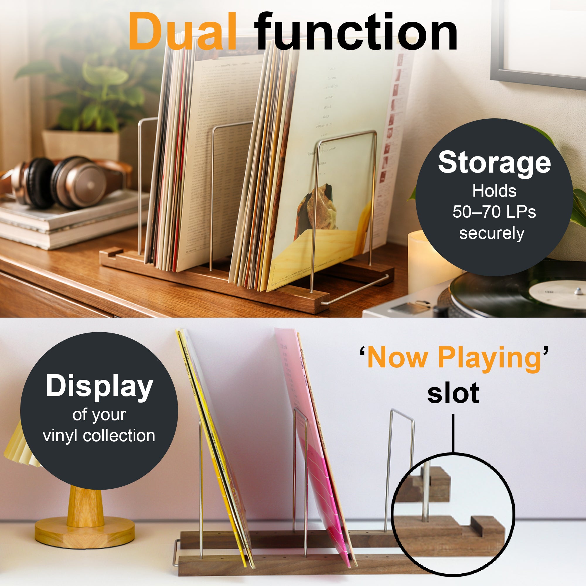 12'' Vinyl Record Display Stand (Holds 50-70 LPs) GK1251BWN