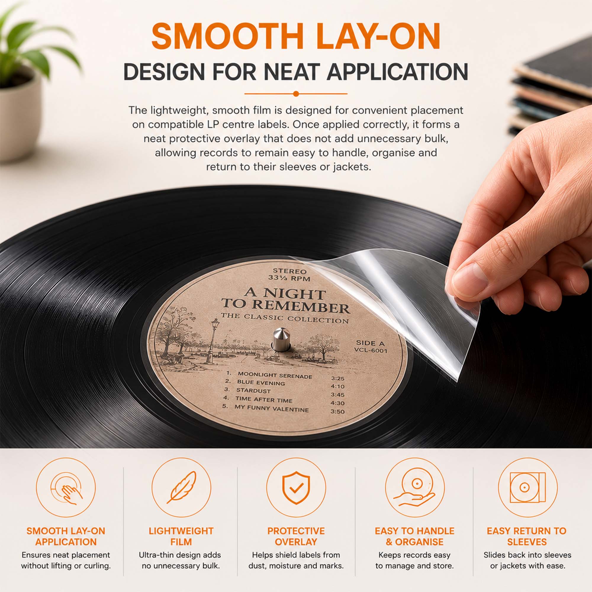 Record Label Protector Film with Applicator ( pack of 20) | GK1286