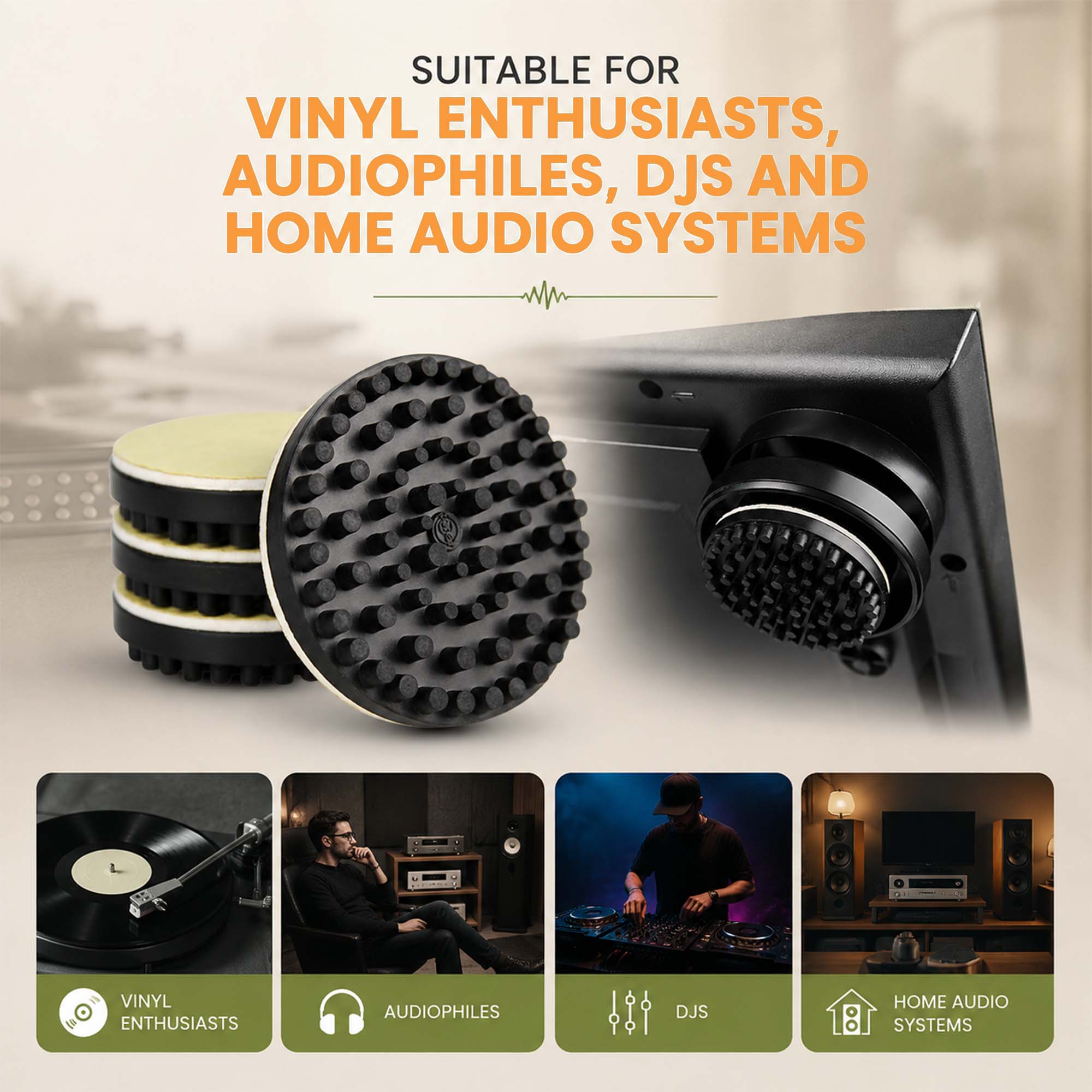 Rubber Isolation pads for record Players (Set of 4) | GK1287