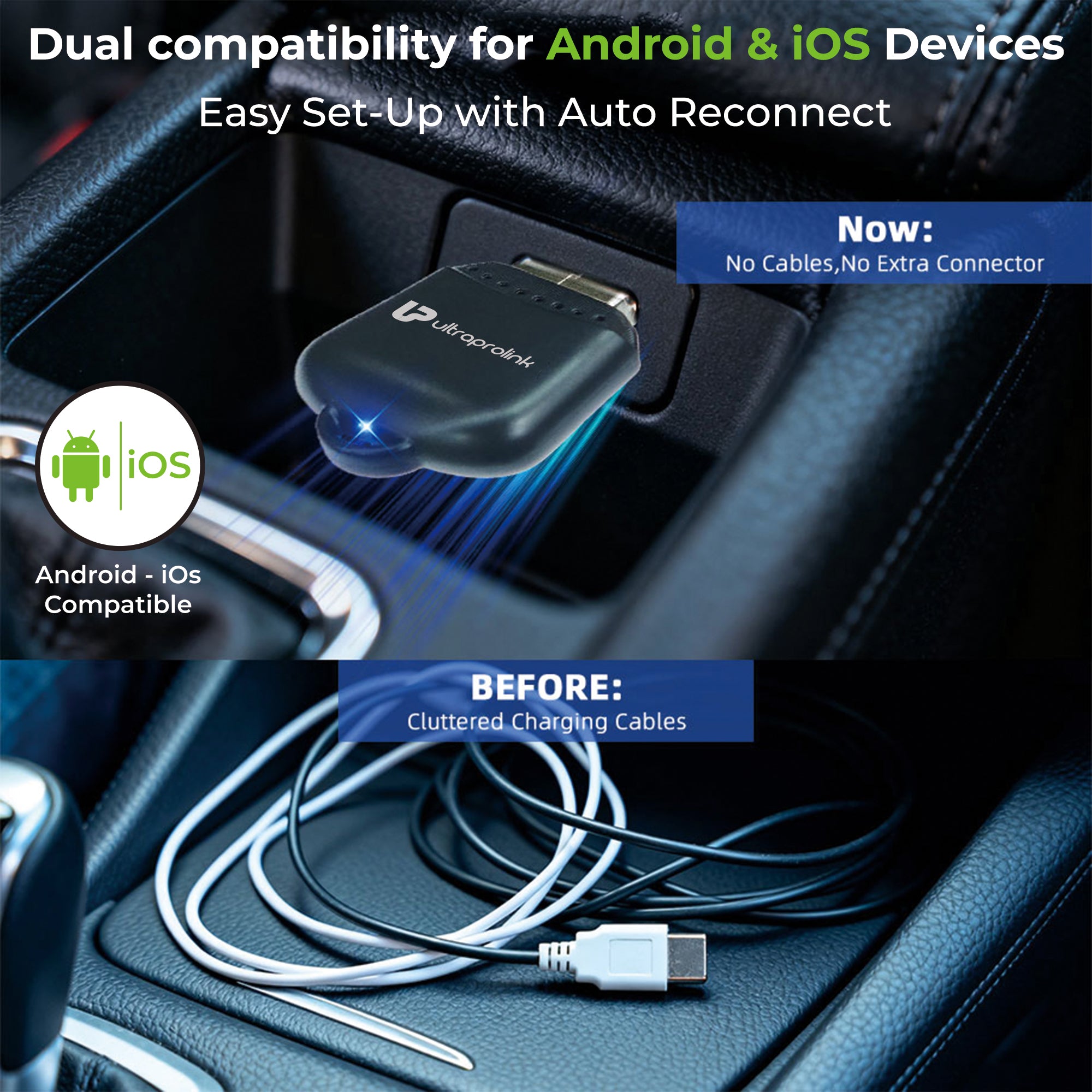 DriveLink | Android Auto/CarPlay Adapter | 2 in 1 Wireless Car Receiver| UM1221