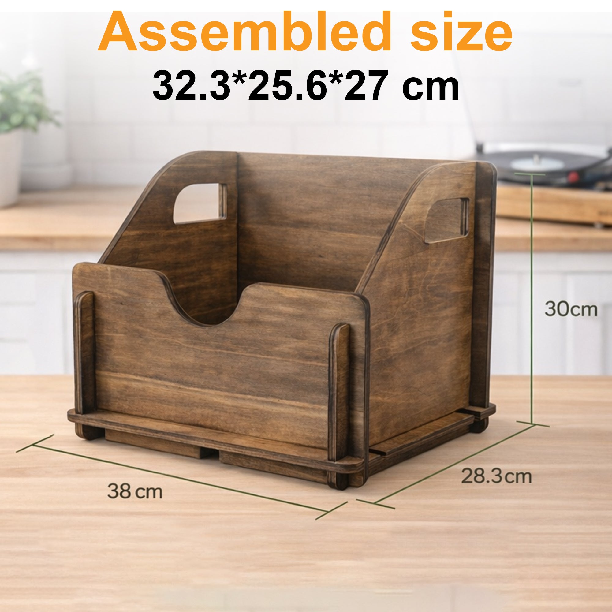 Self-assembly record storage box made of durable wood