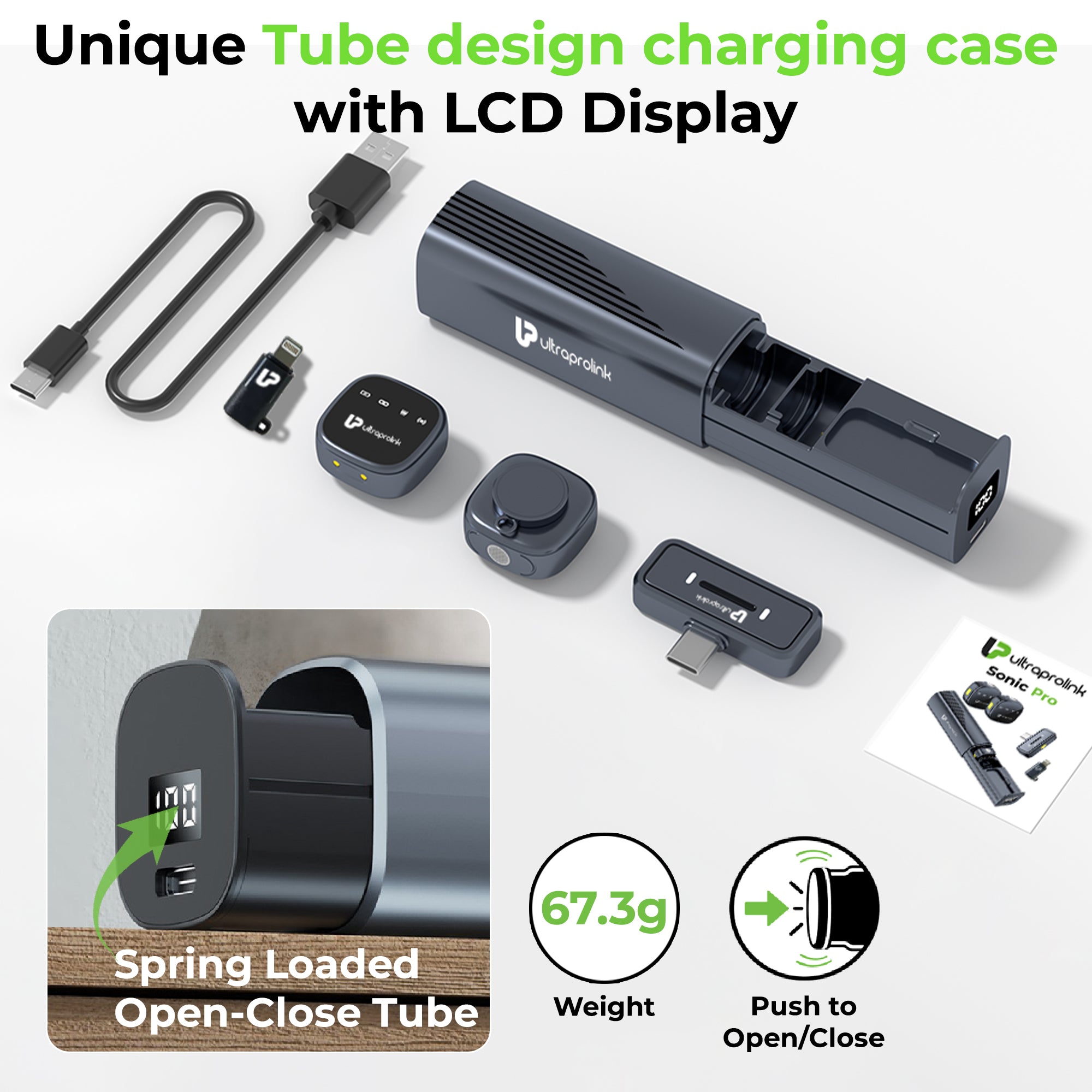 Sonic Pro | Dual Wireless Microphones with Charging Case | UM1214