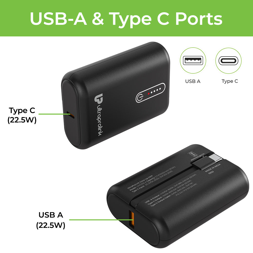 Ultraprolink- Black 10000mAh Fast Charging Power Bank