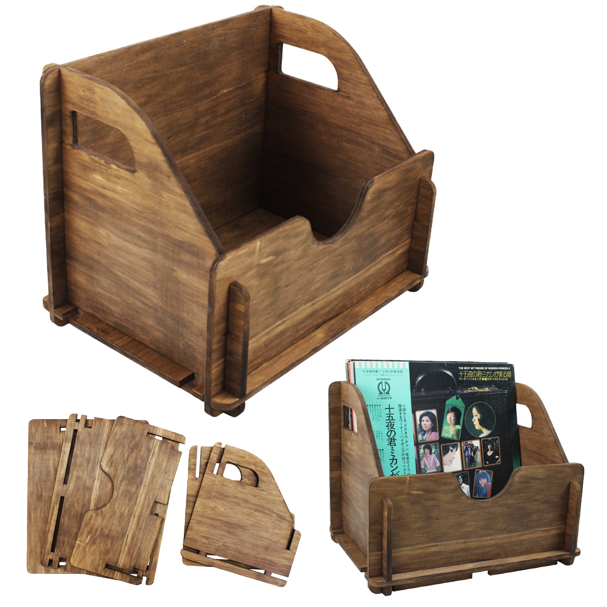 Self-Assemble Wooden Record Storage Case ( Holds 50-60 LPs) GK1258BWN