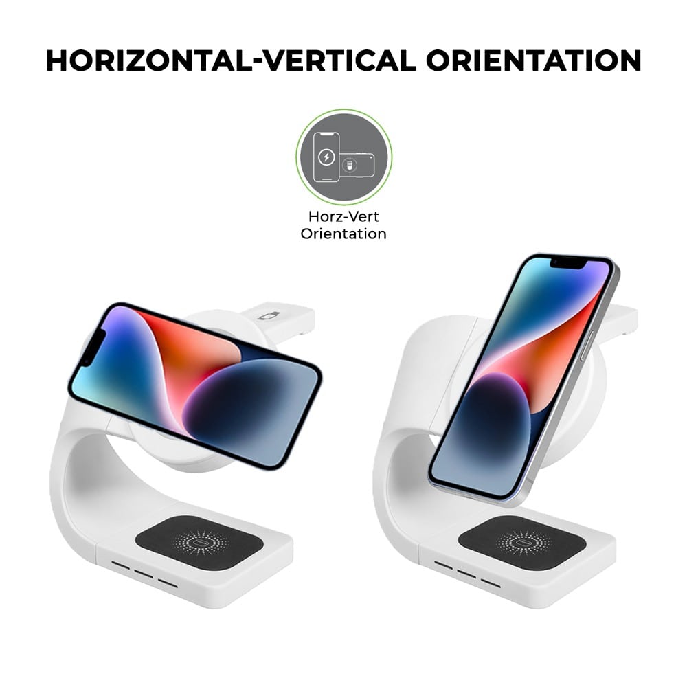 4 in 1 Wireless Charging Dock 20W with horizontal & vertical orientation