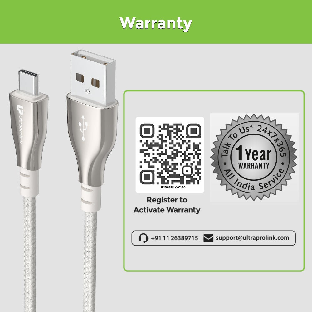 UltraProlink- Zync Alloy Fast & Tough Charging Cable With Warranty