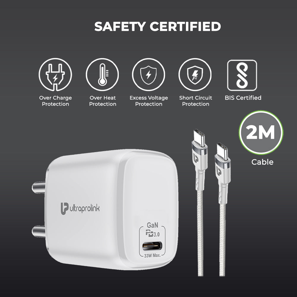 PD33 GaN power delivery fast charger for laptops, tabs & mobiles