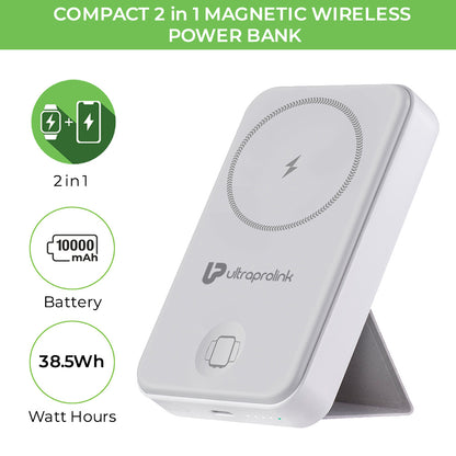 wireless magnetic power bank charger white