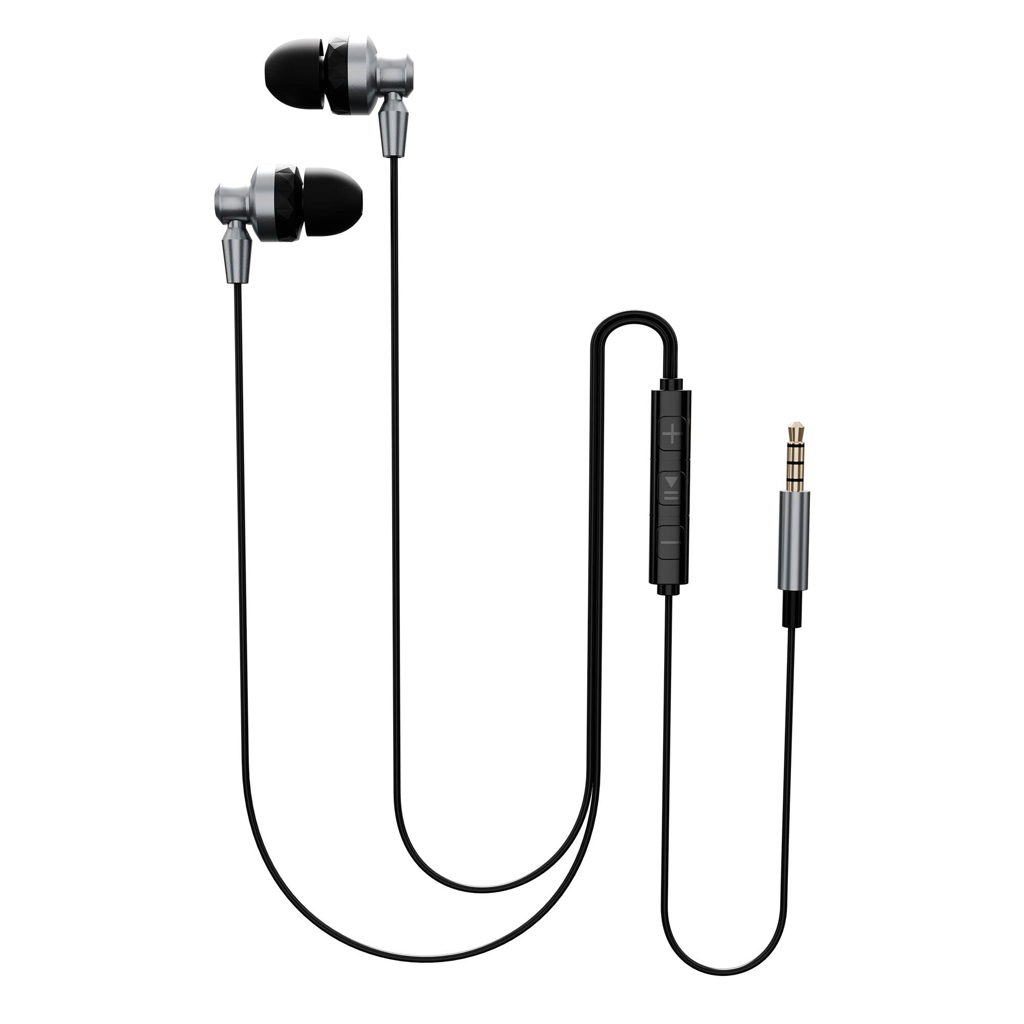 MoBass+ Noise Isolation Hands free Metal Earphones with Mic UM1208GRY-EP