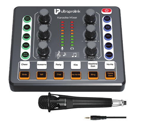 Sing Along Pro Portable Wireless Karaoke & Live Broadcast Mixer with Condenser Mic & Recording UM1002PRO