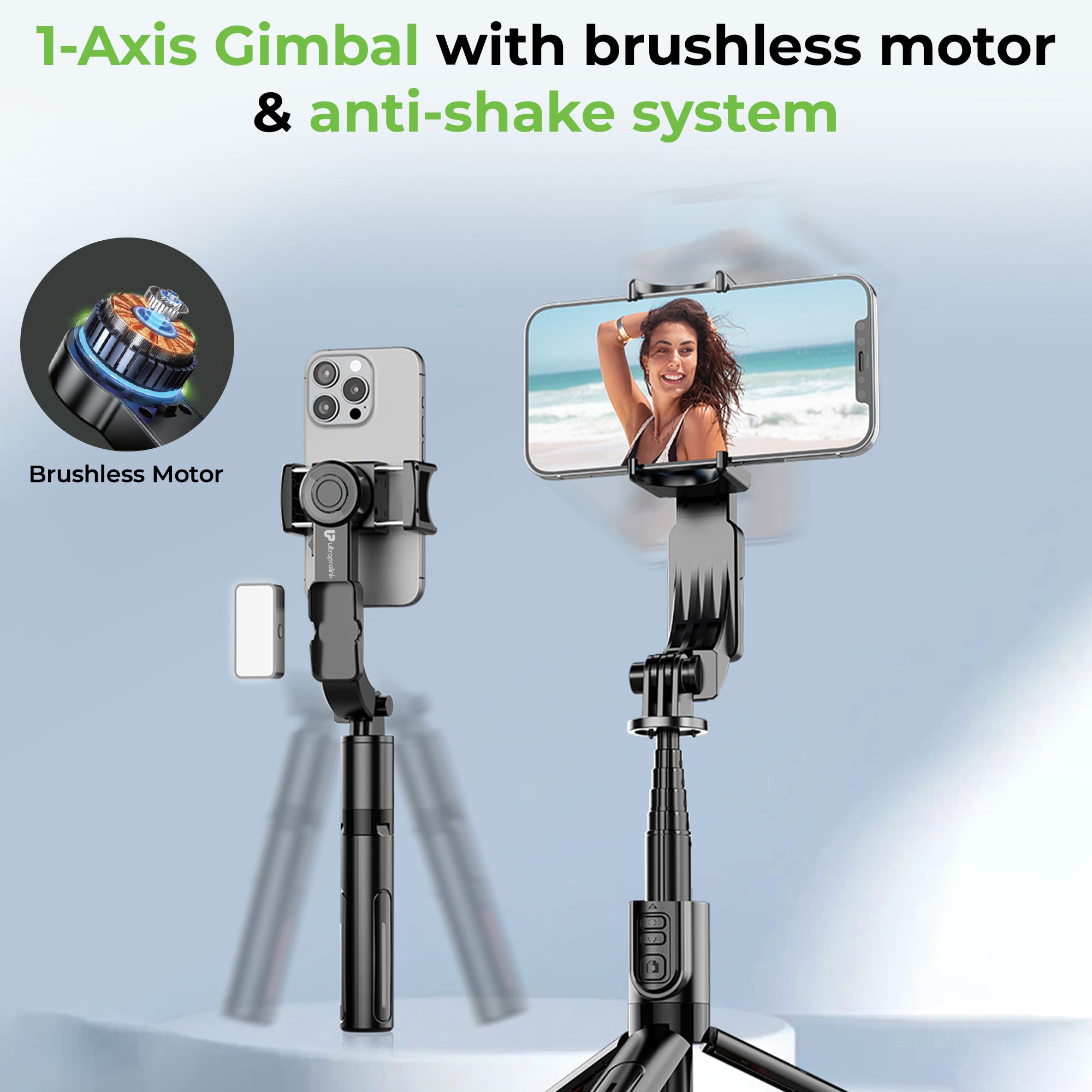 Snap-Z Pro | 3 in 1 Gimbal-Selfie Stick & Extendible Quadripod | UM1268