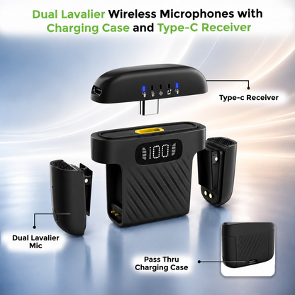 Sonic Vibe | Dual Wireless Microphones with Charging Case | UM1215