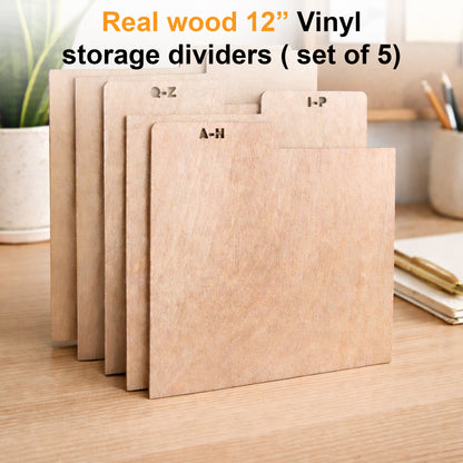 Alphabetical wooden record dividers for vinyl organization 5 pcs