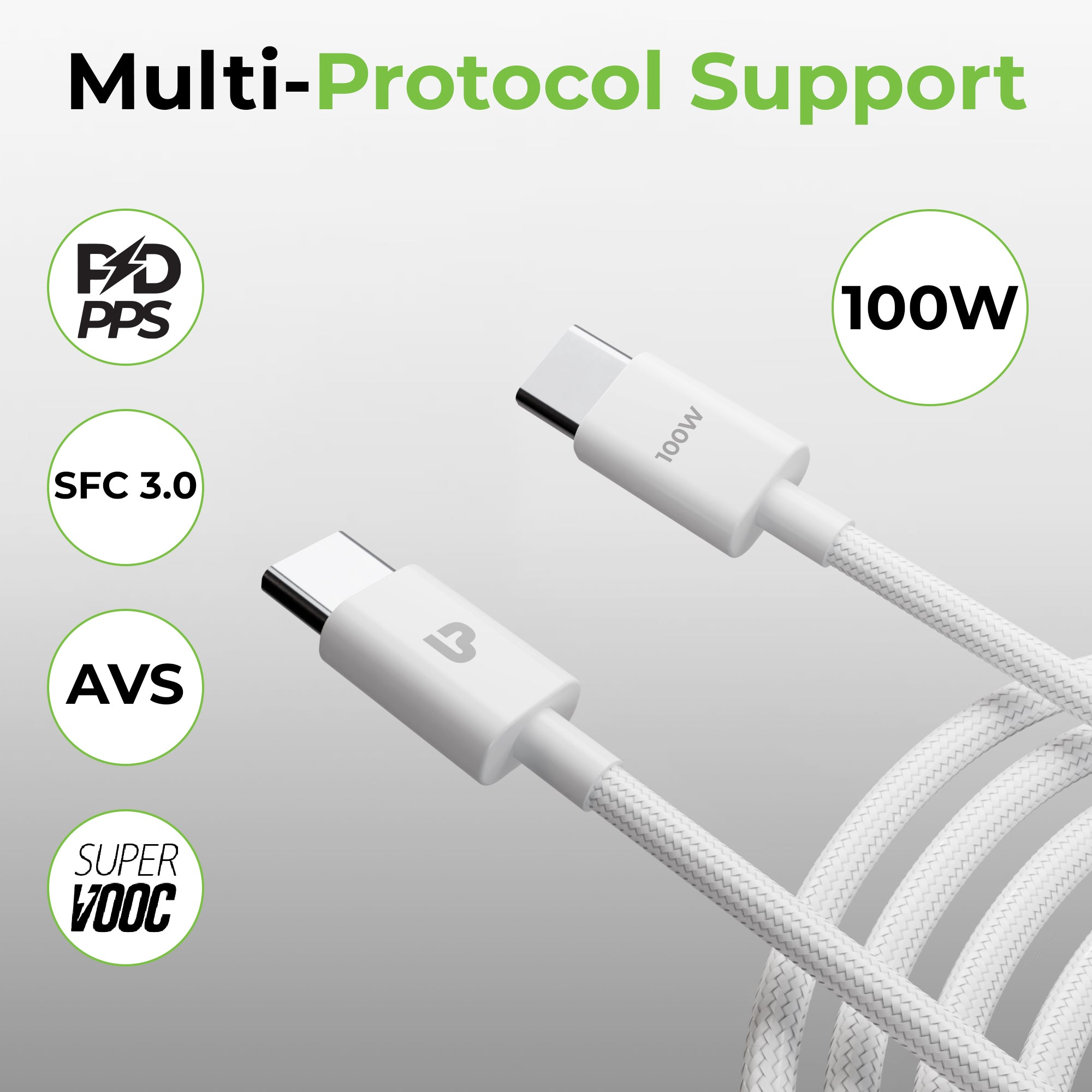 UltraProlink | Zap+ 100W USB C-C PD3.1 Cable with E-Mark | UL1228WHT-0200
