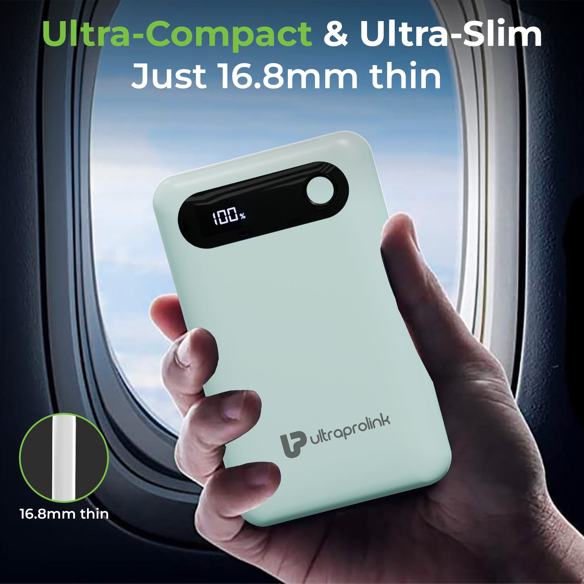 Ultra-Slim & compact Power Bank with Type C & iPhone Cable UM1127