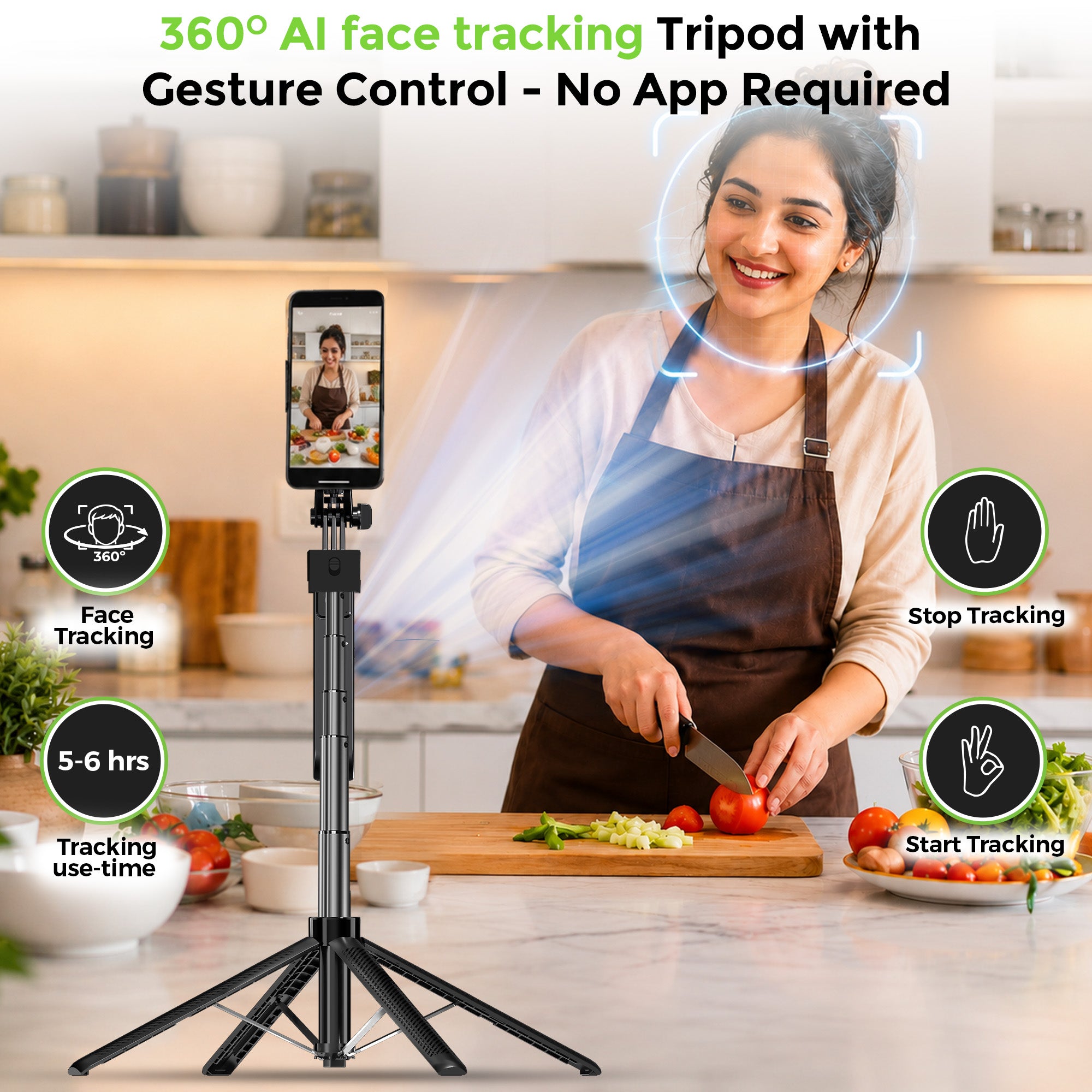 Snap-Z Aura | AI Face Tracking Tripod 180cm with 360 degree Rotation | UM1279