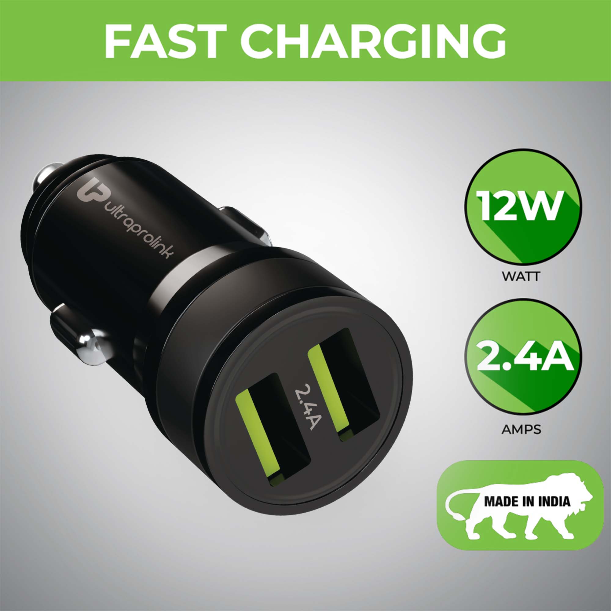 Mach 12 Dual USB Rapid Car Charger with Type C Cable UM1239