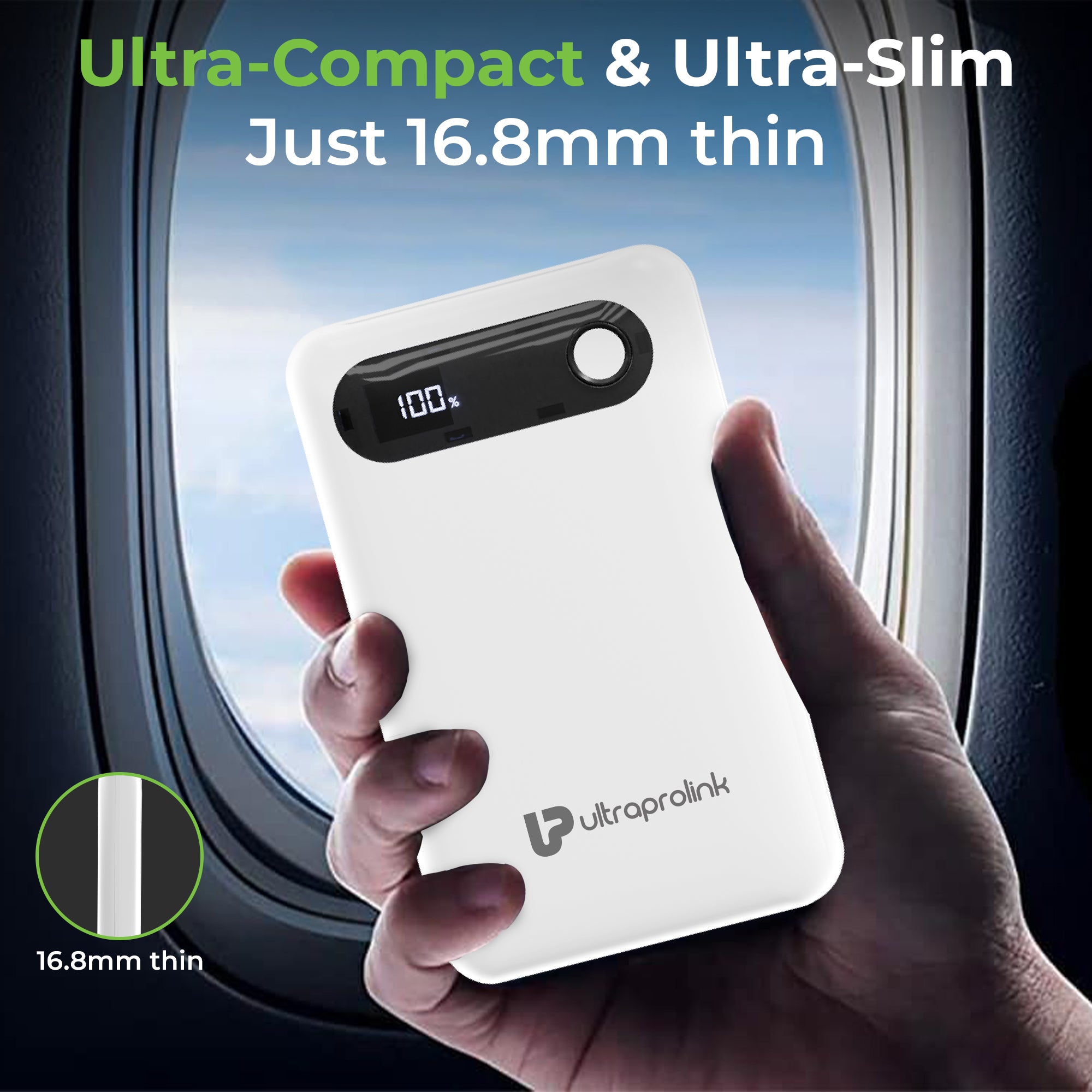 Ultra-Slim & compact Power Bank with Type C & iPhone Cable UM1127