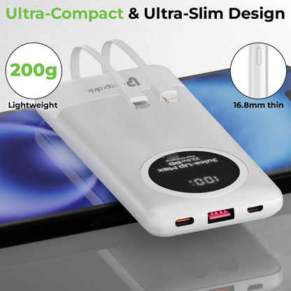 Juice-Up Max | 10000mah | Slim & compact Power Bank with Type C & iPhone Cable | UM1330